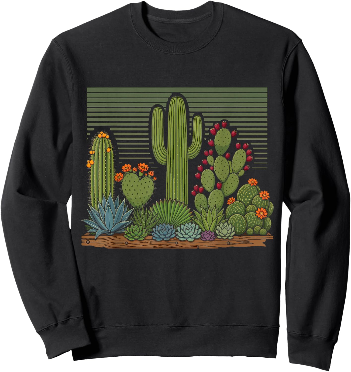Cactus Desert Vintage Retro Western Nature Design Sweatshirt - Sweatshirt | Black