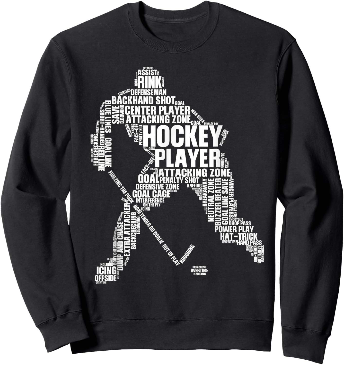 Cool Ice Hockey Art Women Boy Girl Ice Hockey Player Sweatshirt - Sweatshirt | Black
