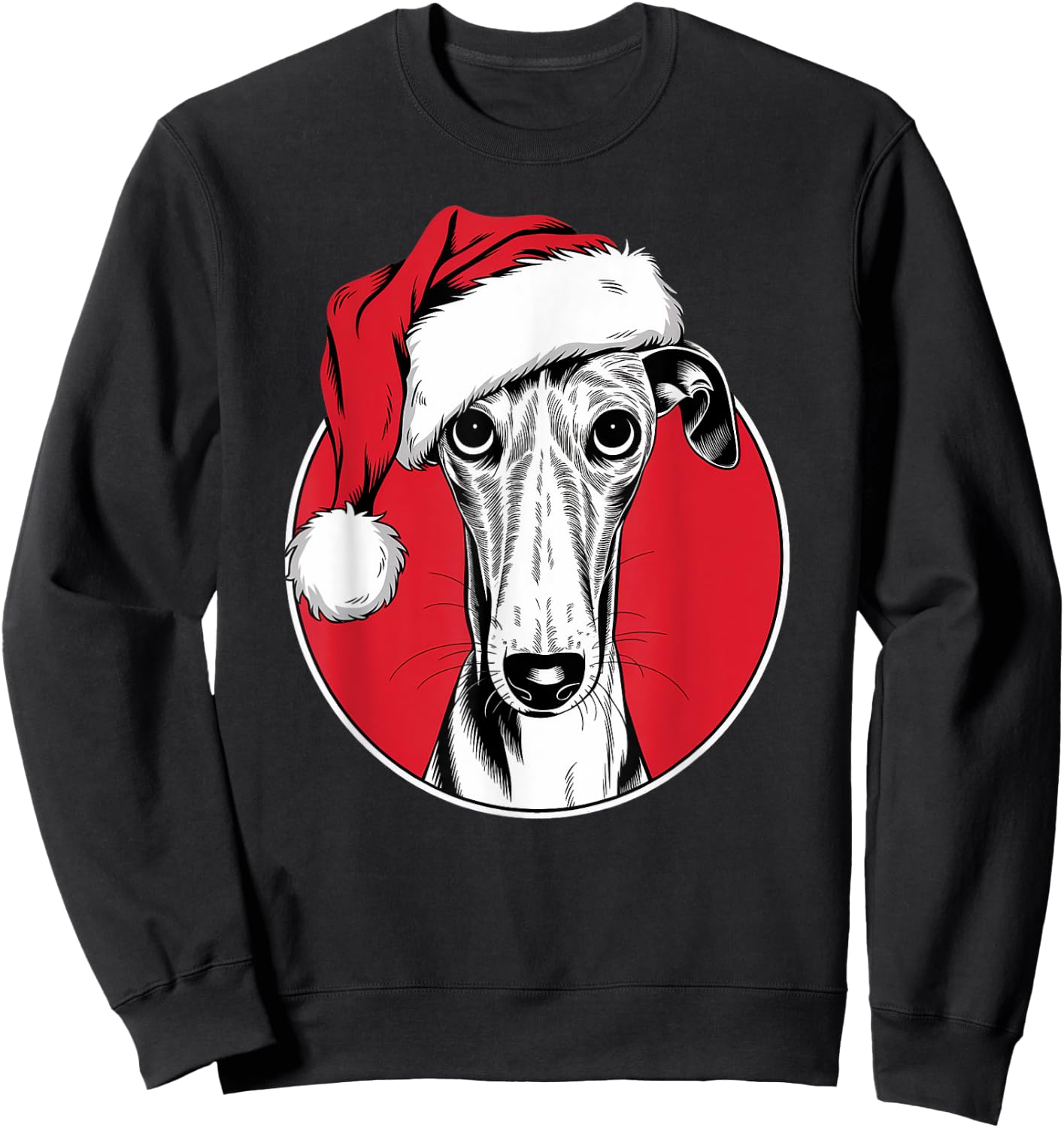 Joyful Greyhound Santa Dog on Greyhound Christmas Women Kids Sweatshirt - Sweatshirt | Black