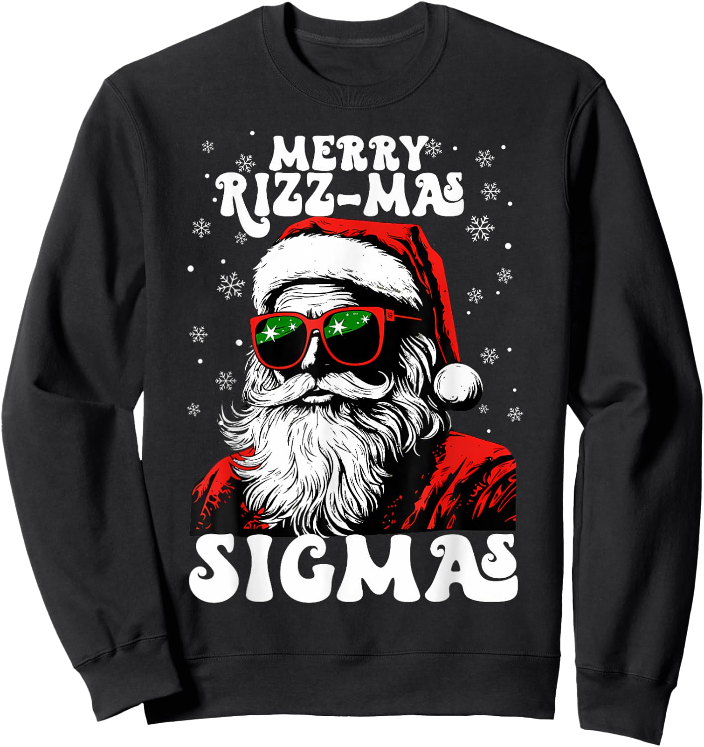 Merry Rizz Mas Sigmas Funny Gen Alpha X-Mas Santa Christmas Sweatshirt - Sweatshirt | Black