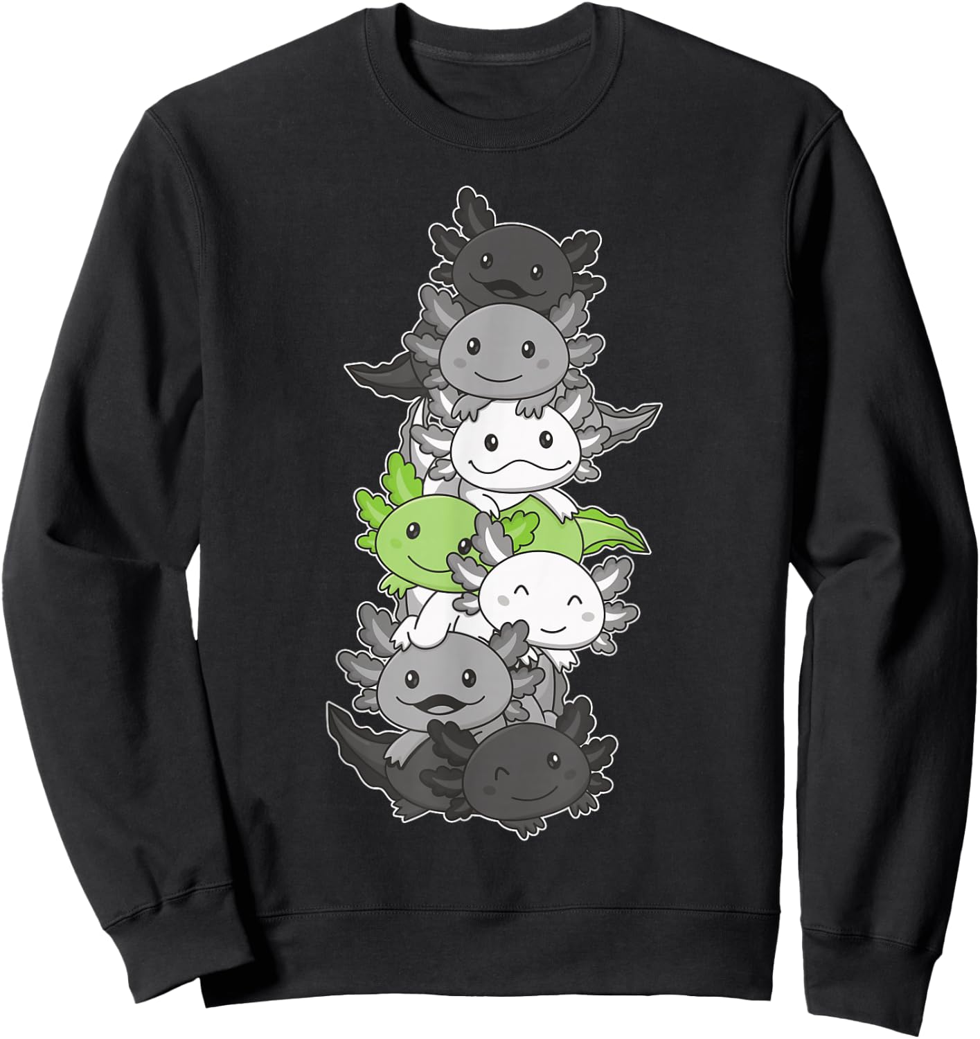 Agender Pride Month LGBTQ Agender Axolotl Flag Sweatshirt - Sweatshirt | Black
