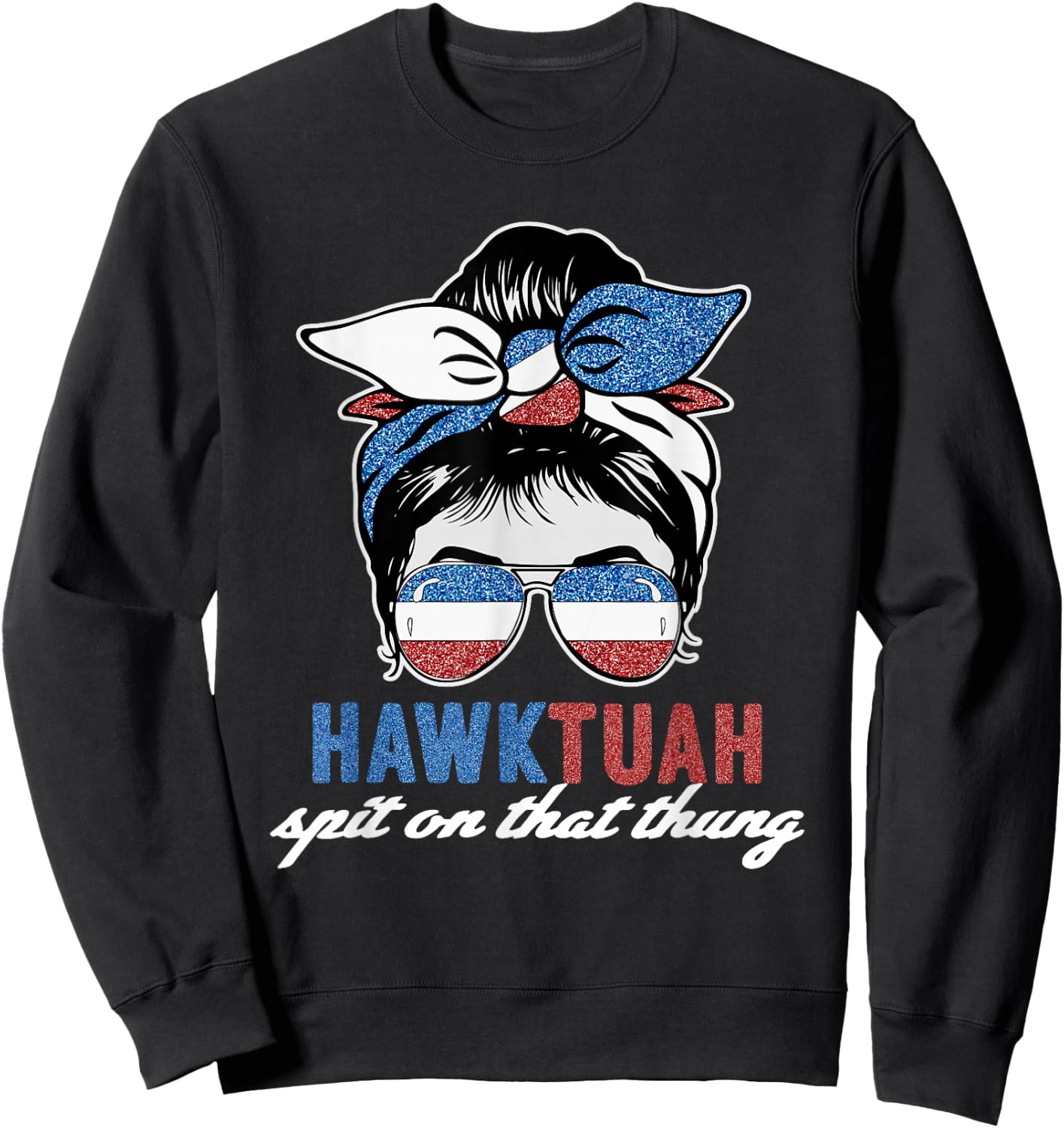 Hawk Tush American Flag Blue Red White Men Women USA Funny Sweatshirt - Sweatshirt | Black