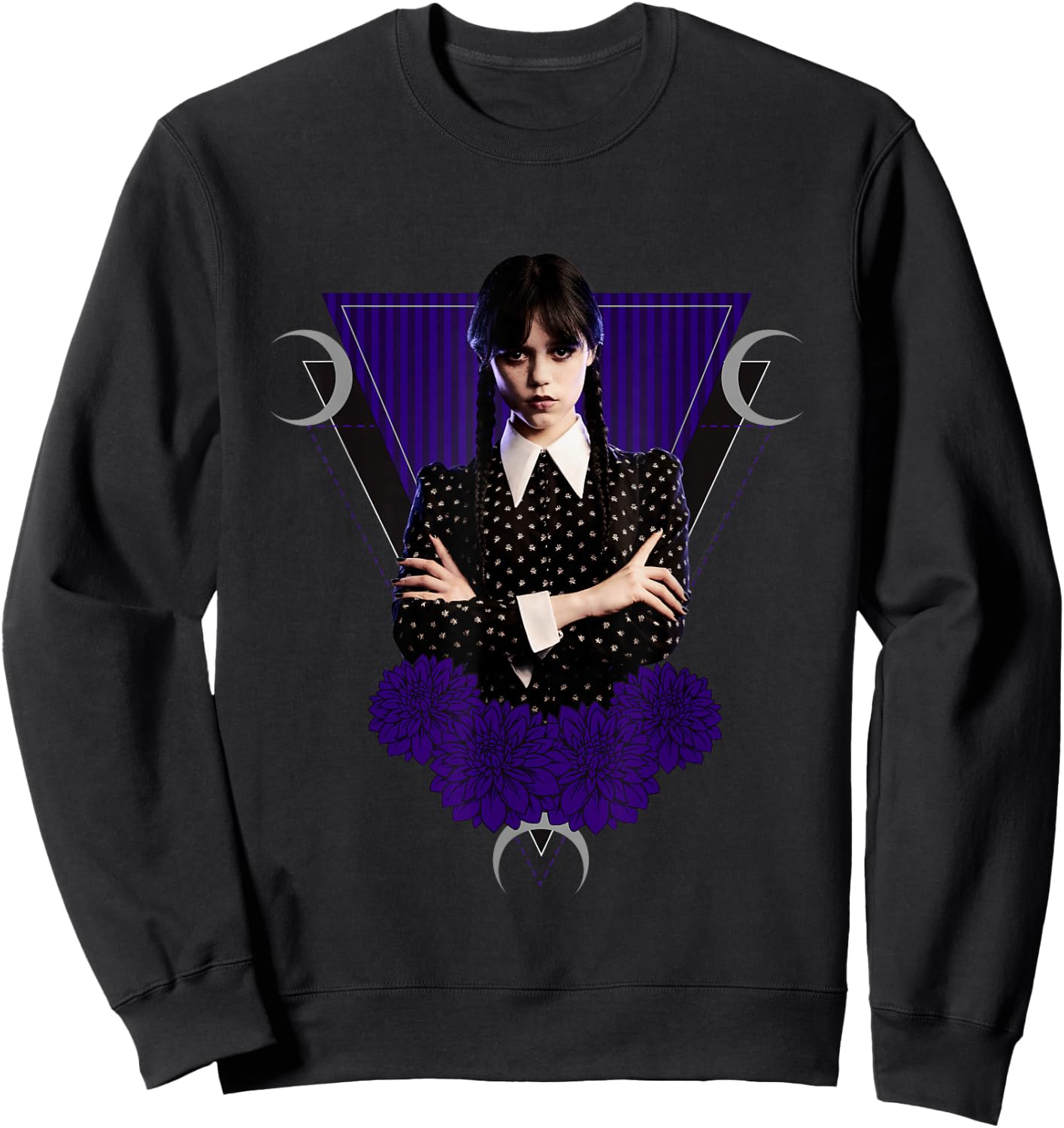 Wednesday Black Dahlias and Moons Sweatshirt - Sweatshirt | Black