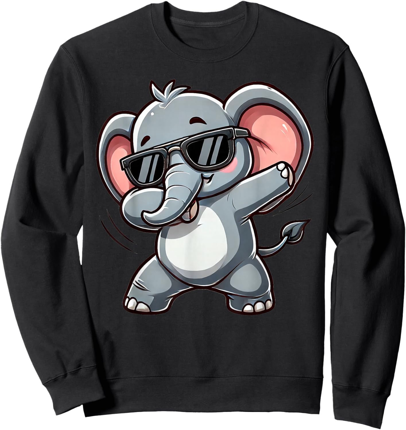 Elephant Dabbing | Cute Elephant Dancing with Elephant Motif , black Sweatshirt - Sweatshirt | Black