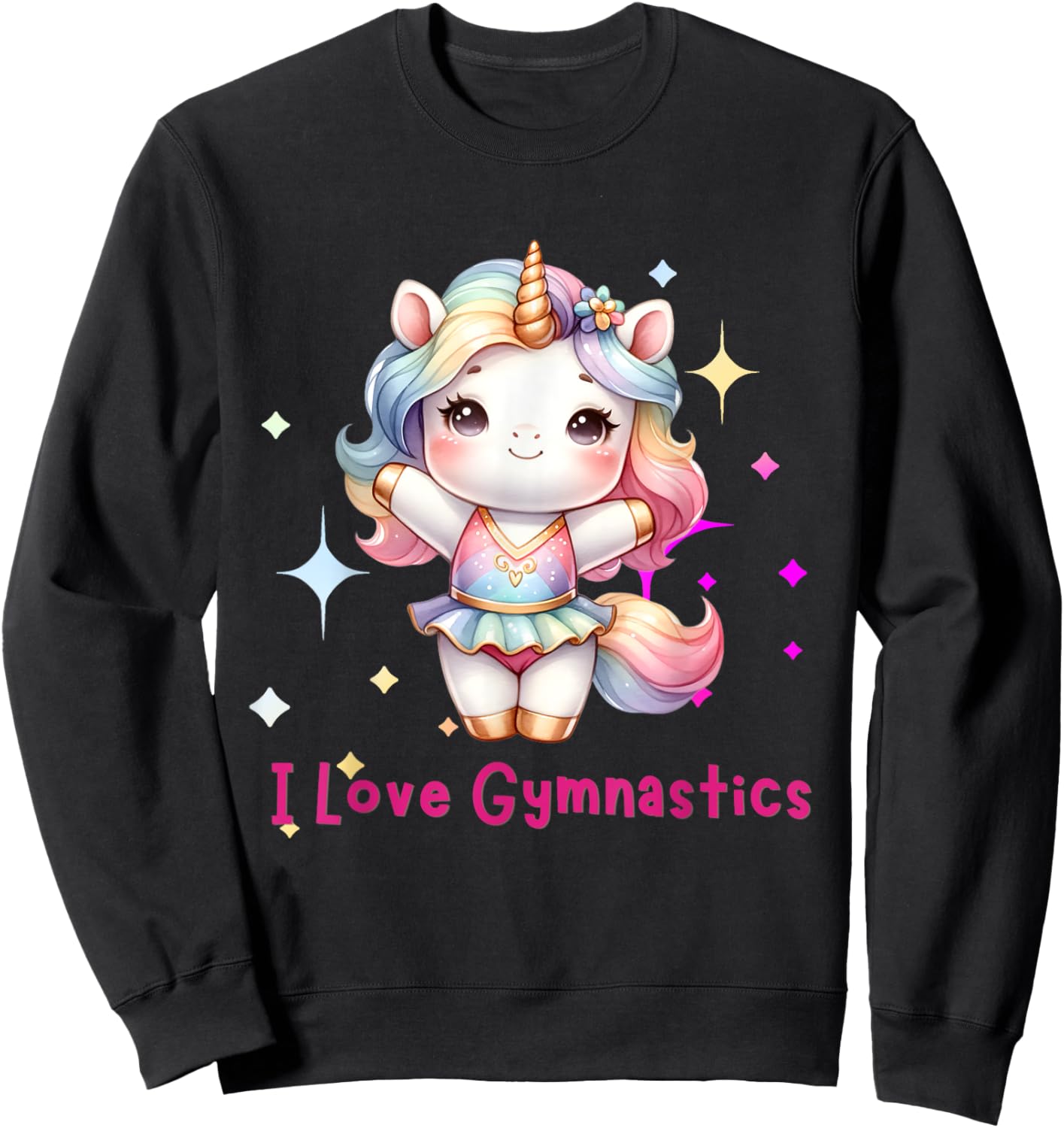 I love Gymnastics with Cute Gymnast Unicorn for Girls Kids Sweatshirt - Sweatshirt | Black