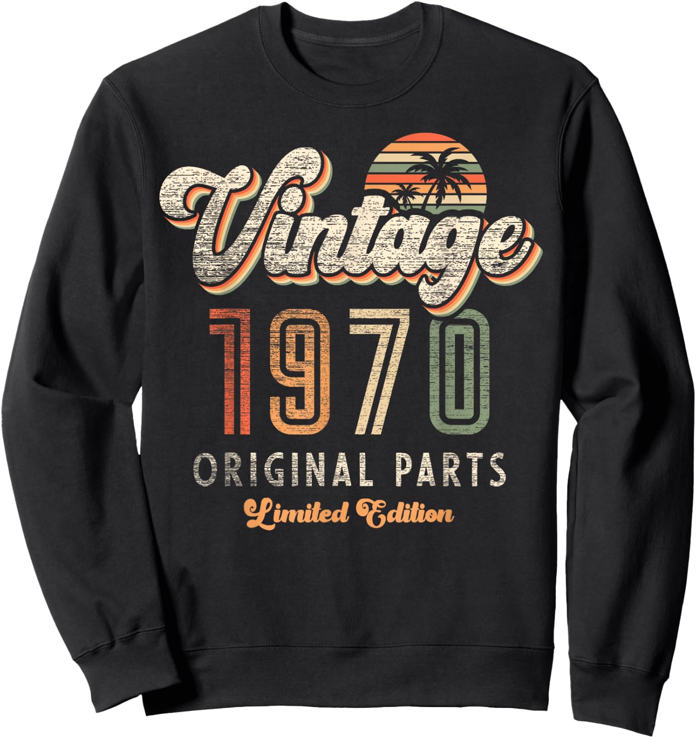 Vintage 1970 Limited Edition 76th Anniversary Palm Retro Sweatshirt - Sweatshirt | Black