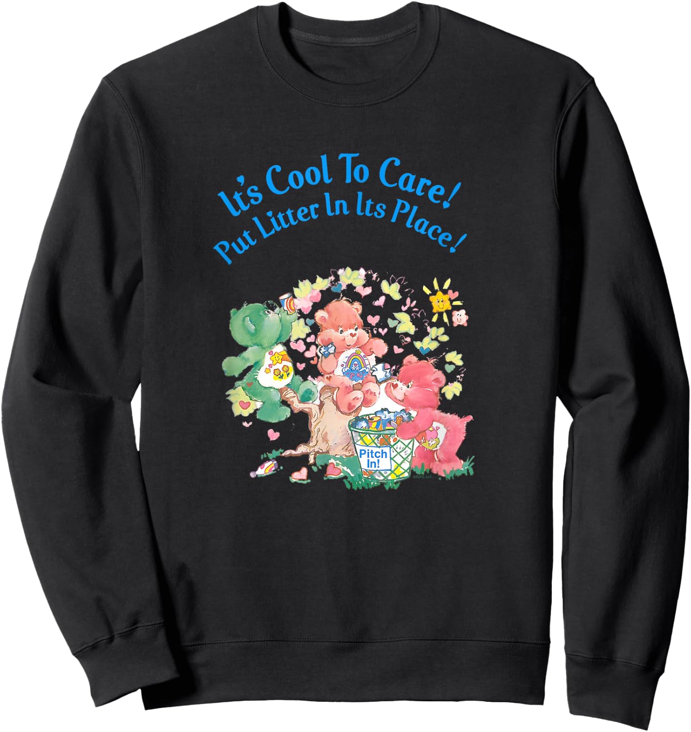 Care Bears It's Cool to Care Earth Day Retro Cartoon Sweatshirt - Sweatshirt | Black