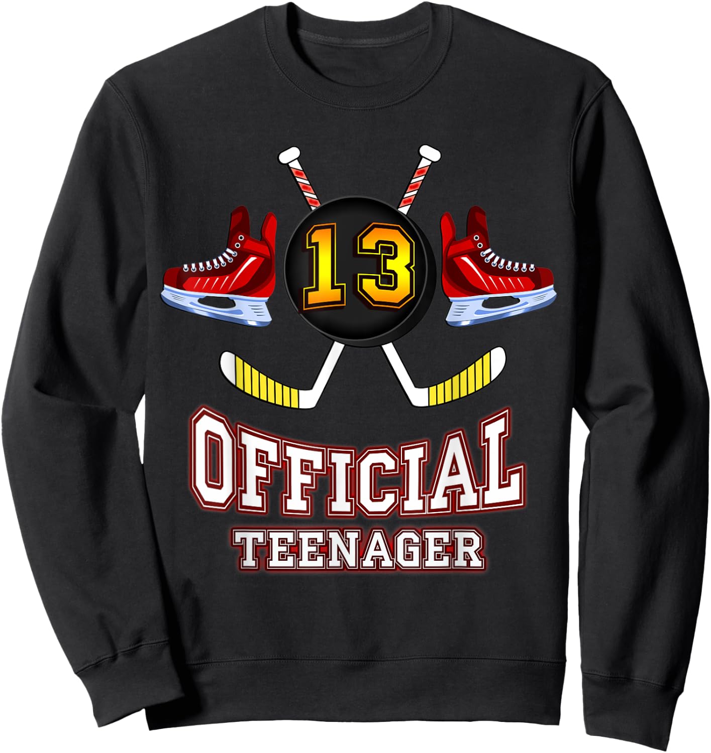 Official Teenager Ice-Hockey 13th Birthday Gift Sweatshirt - Sweatshirt | Black