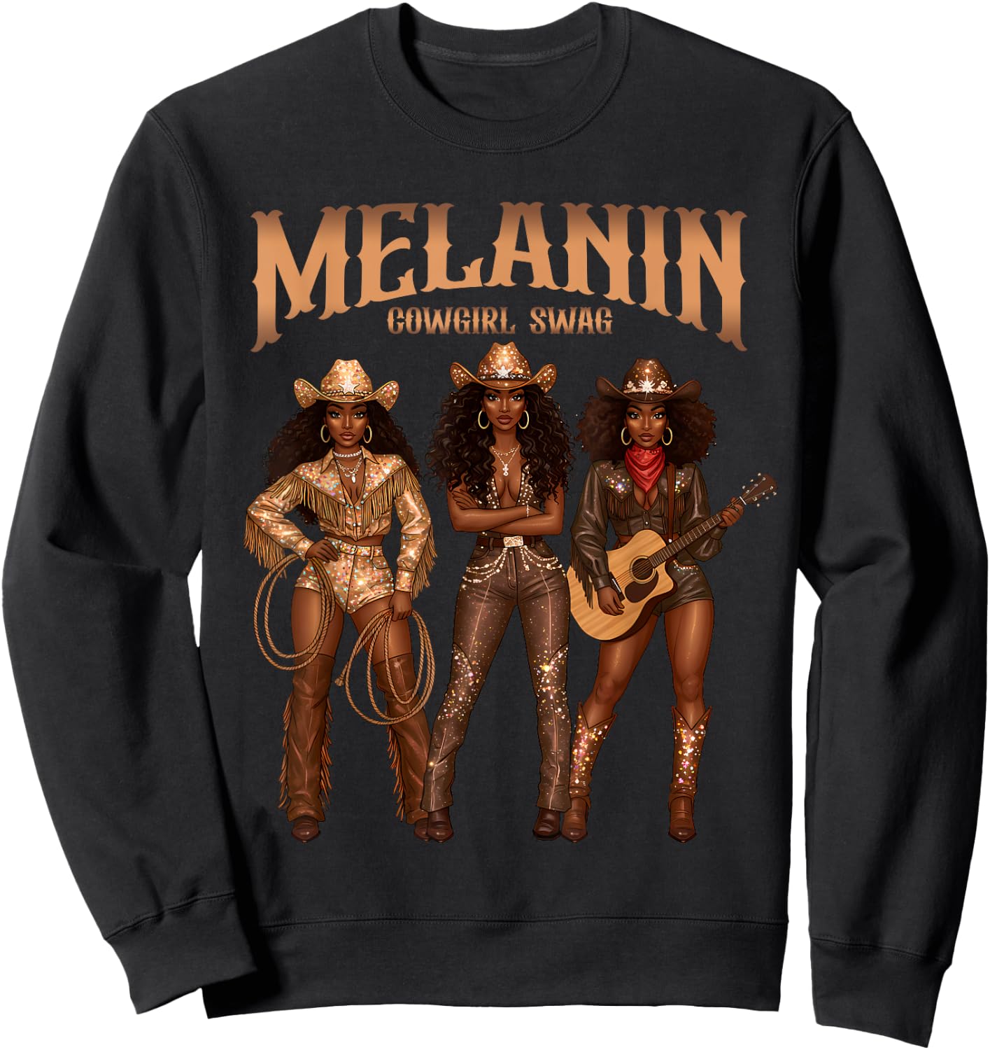 Black Cowgirl Rodeo Melanin Cowgirl Swag Black History Sweatshirt - Sweatshirt | Black