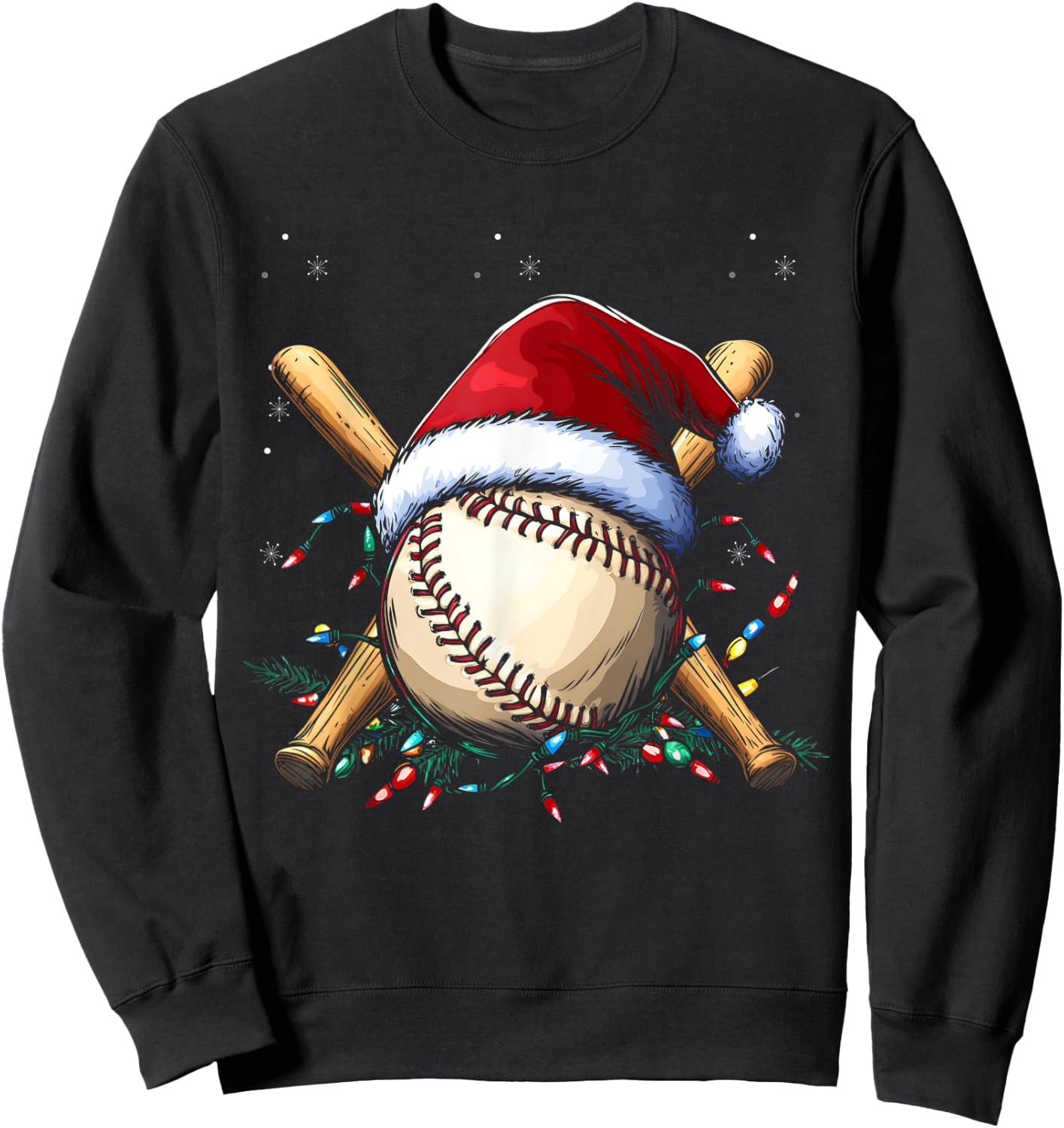 Santa Sports Design Boys Christmas Baseball Player Sweatshirt - Sweatshirt | Black