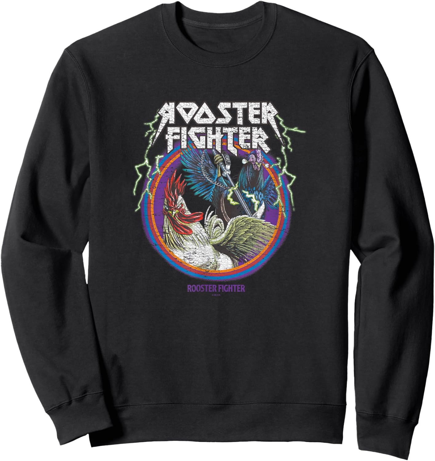 Rooster Fighter Retro Metal Keiji & Elizabeth Circle Sweatshirt - Sweatshirt | Black