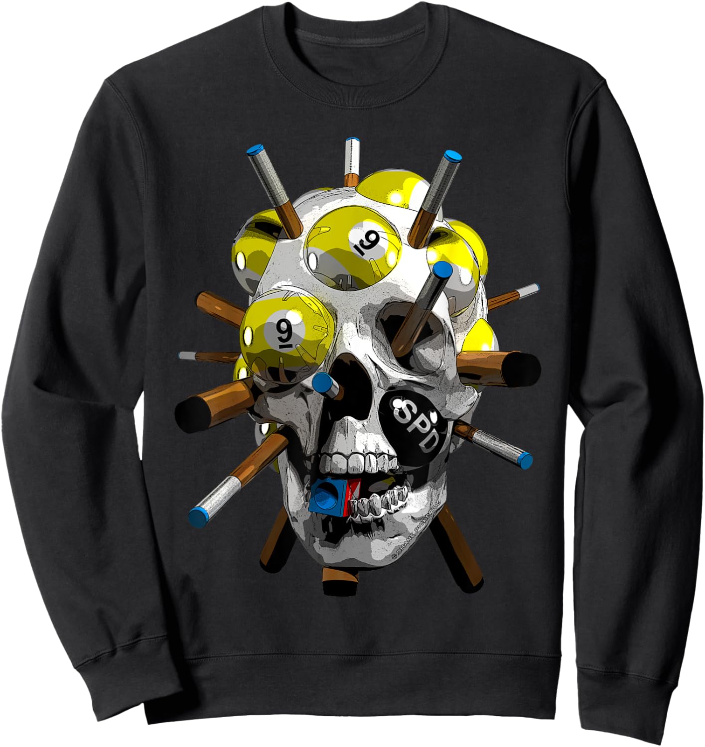 Halloween 9-Ball Pool Cues for Billiards & Nine Ball Player Sweatshirt - Sweatshirt | Black