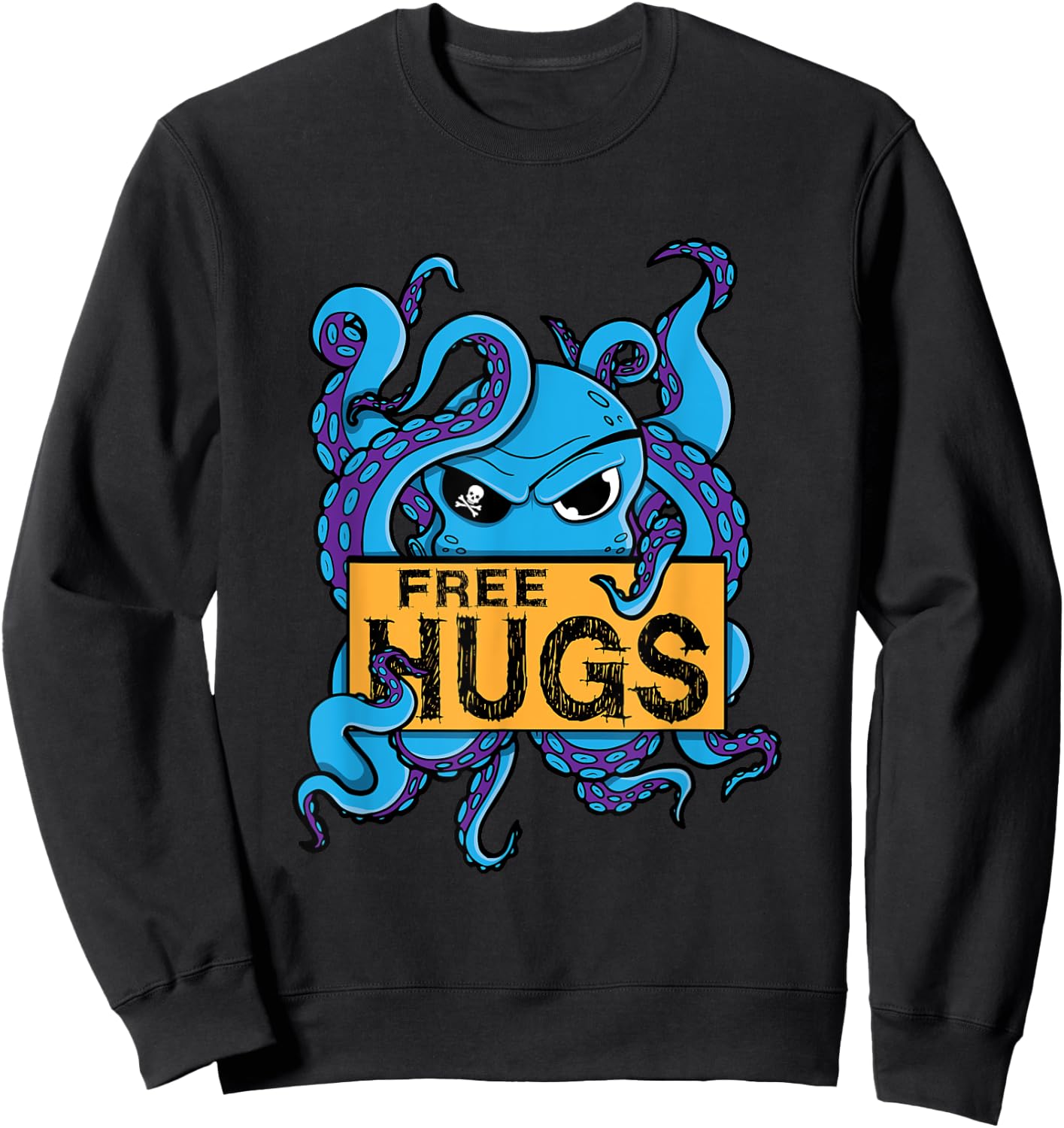 Funny Hugs For Free Pirate Octopus Gift Captain Sweatshirt - Sweatshirt | Black