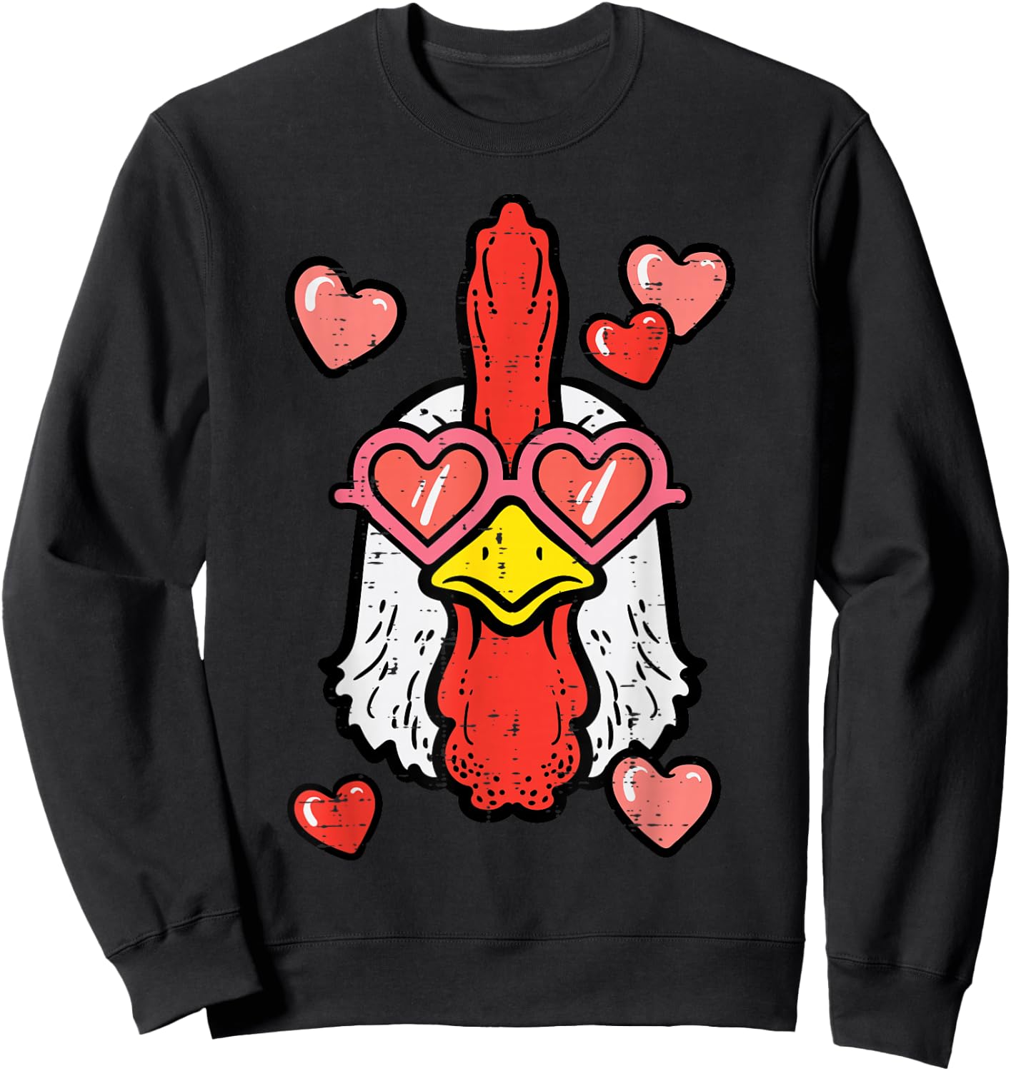 Valentines Day Chicken Hearts Cute Farm Women Girls Kids Sweatshirt - Sweatshirt | Black