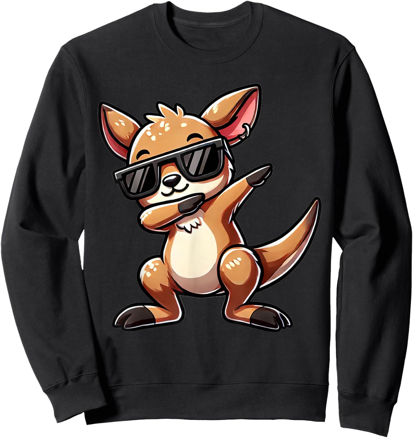 Dabbing Kangaroo Funny Kangaroo with Zoom Motif Kangaroo , black Sweatshirt - Sweatshirt | Black