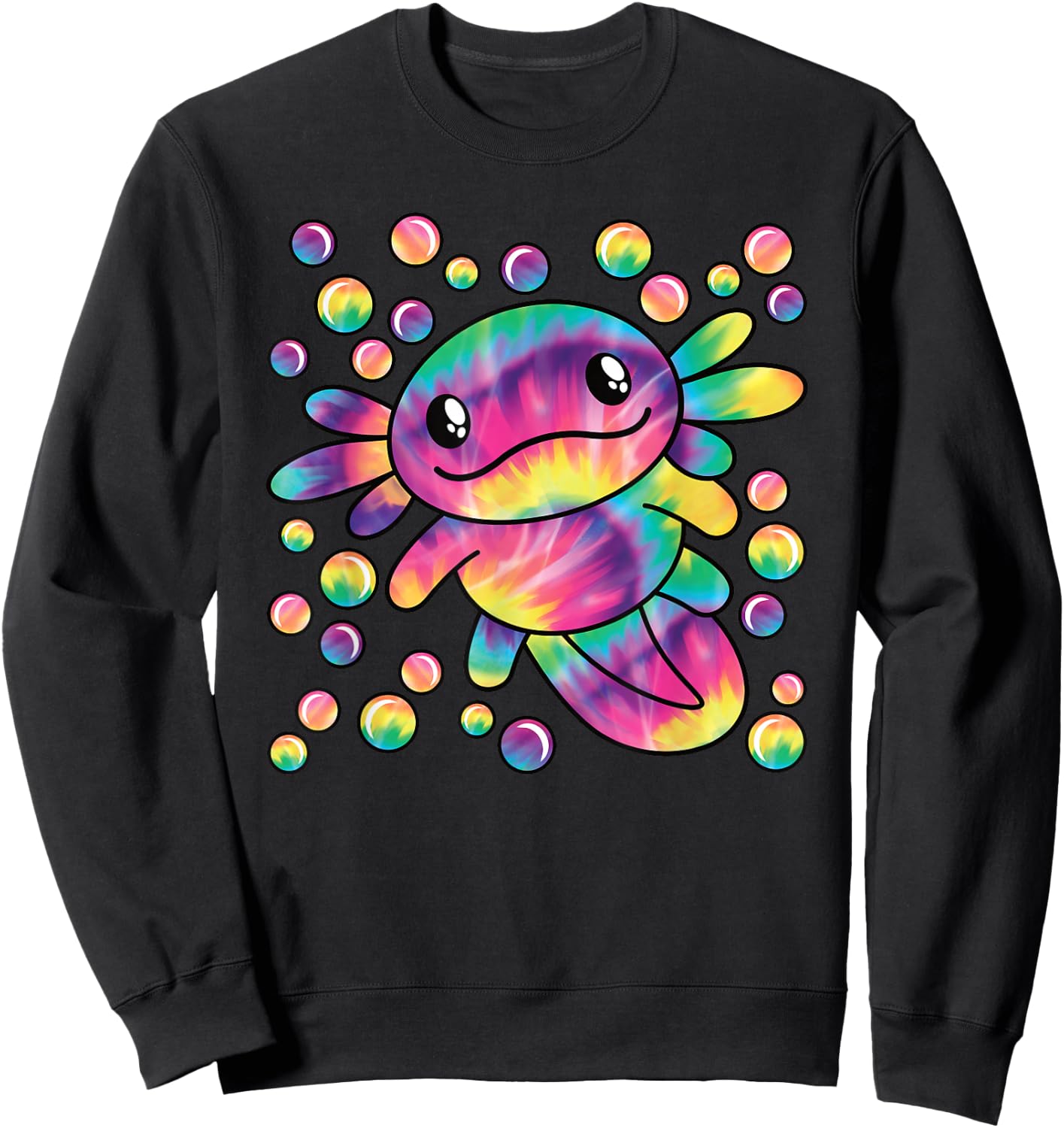Colourful Axolotl Kawaii Salamander Women Men Kids Sweatshirt - Sweatshirt | Black