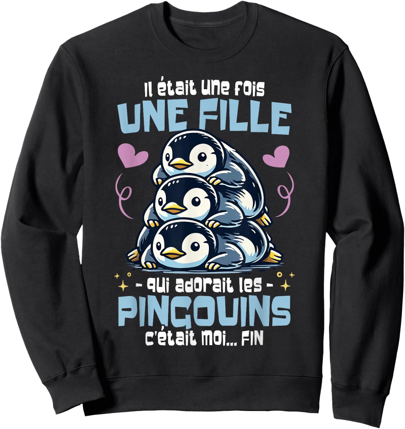 Penguin was a Time Woman Girl Funny Penguins , Black, S Sweatshirt - Sweatshirt | Black