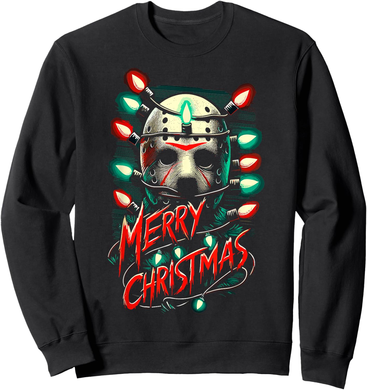 Merry Christmas Festive Slasher Candy Cane Menace Sweatshirt - Sweatshirt | Black