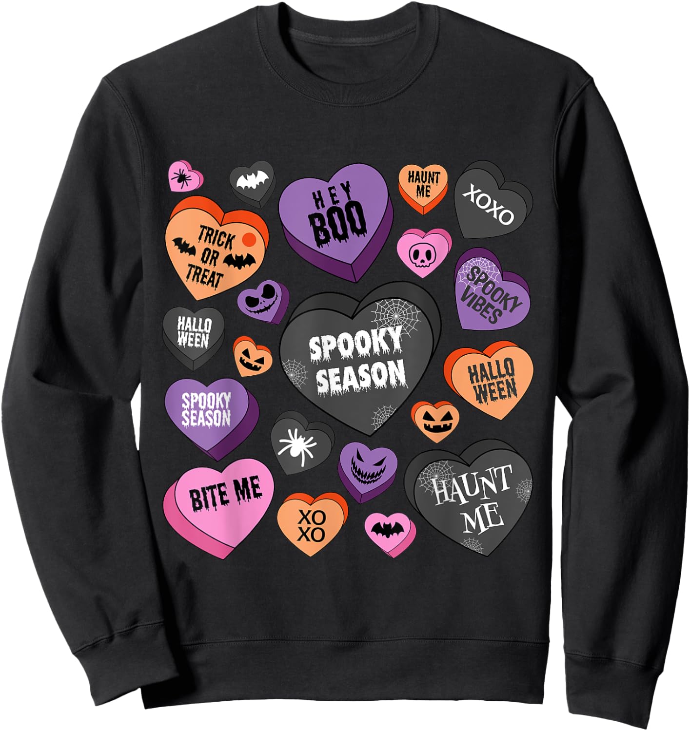Candy Heart Spooky Season Funny Halloween Sweatshirt - Sweatshirt | Black