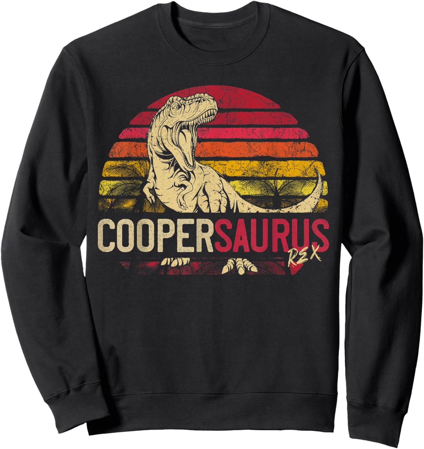 Cooper Saurus Funny Personalized Dinosaur T Rex Name Gift Sweatshirt - Sweatshirt | Black
