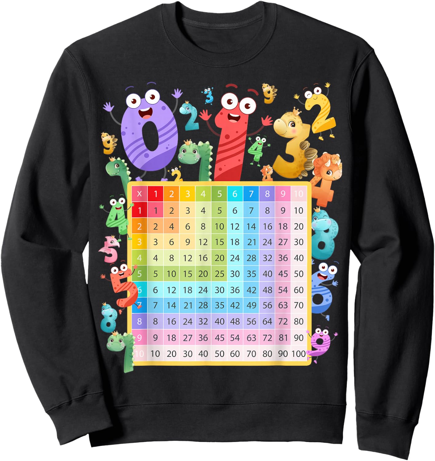 Dinosaur Numbers Idea For Kids & Dino Multiplication Number Sweatshirt - Sweatshirt | Black