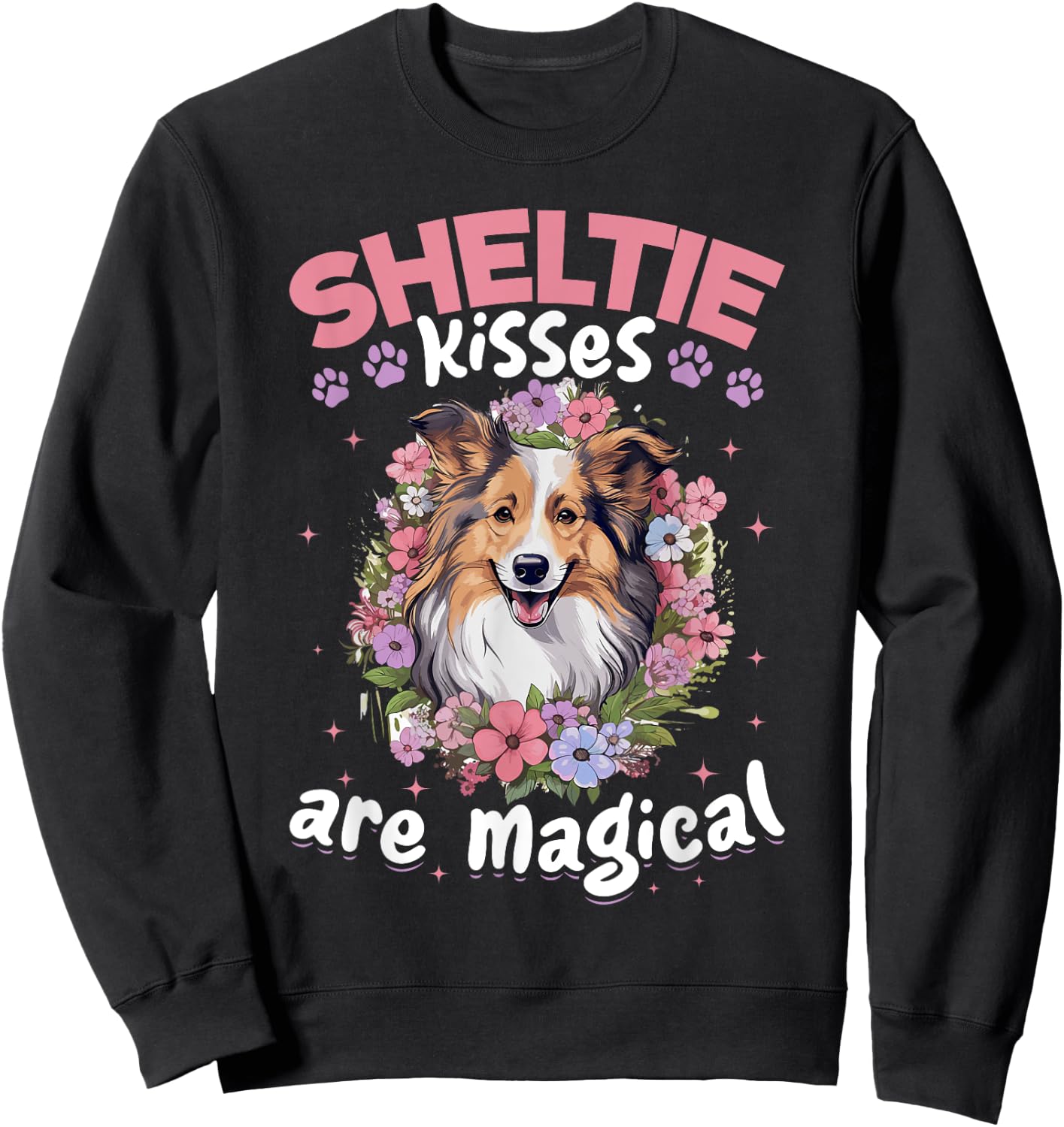 Shetland Sheepdog Dog Sheltie - Sheltie kisses are magical Women Kids Sweatshirt - Sweatshirt | Black