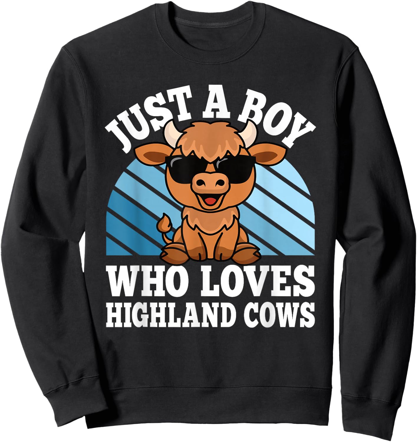 Just A Boy Who Loves Highland Cows Western Kids Sweatshirt - Sweatshirt | Black