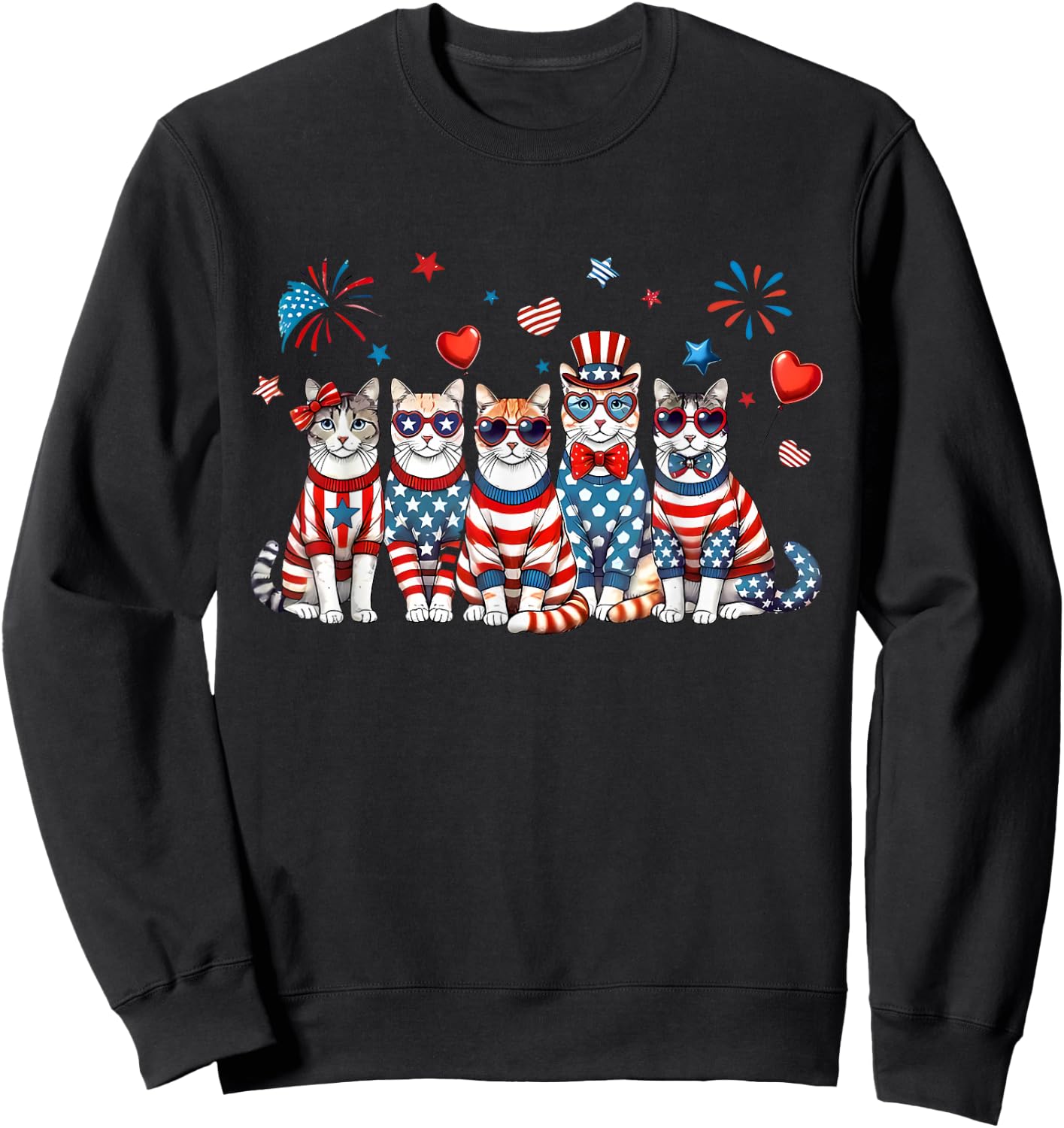 250 Years 1776 2026 250th Anniversary Cat 4th of July Sweatshirt - Sweatshirt | Black