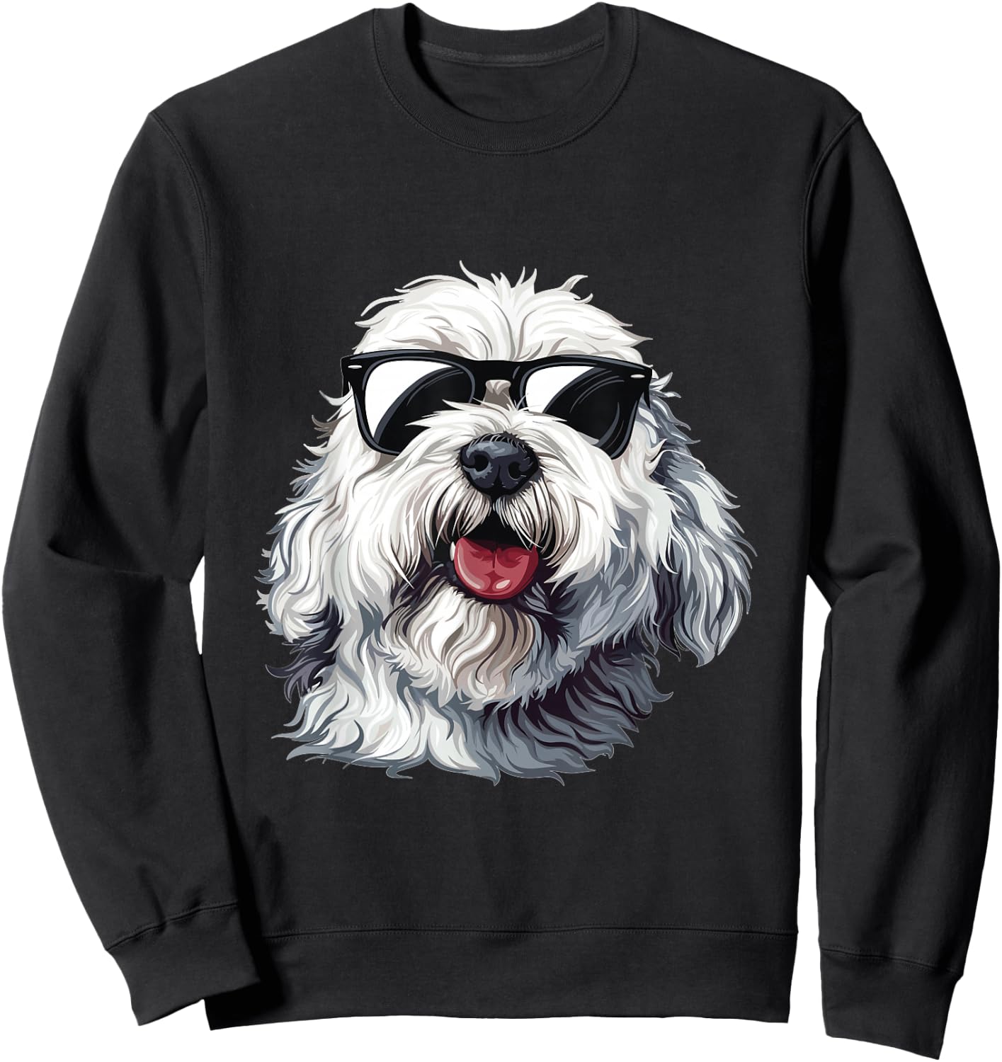 Old English Sheepdog Sunglasses Dog Breed Graphic Women Girls Kids Sweatshirt - Sweatshirt | Black