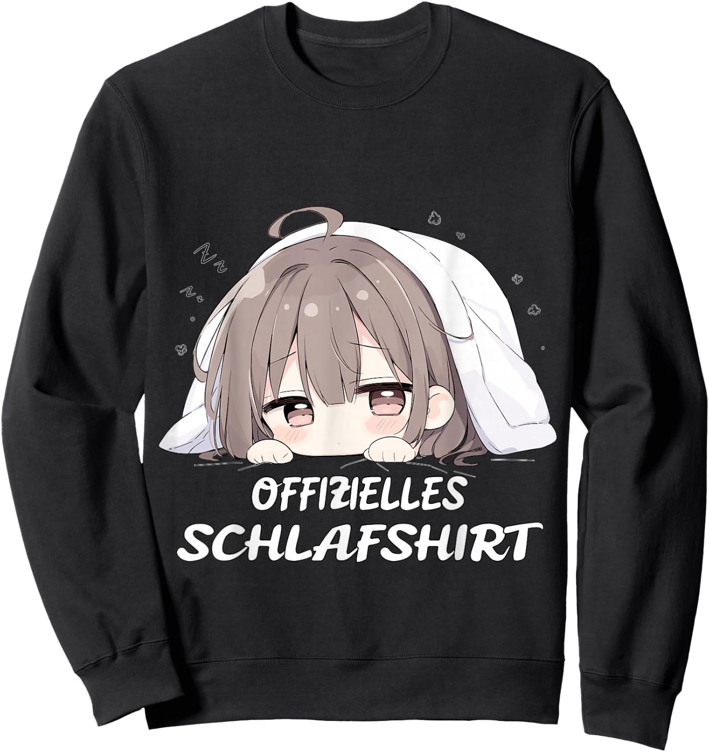 Offizielles Anime Schlafshirt, Kawaii Manga Pyjama Nachthemd Sweatshirt - Sweatshirt | Black