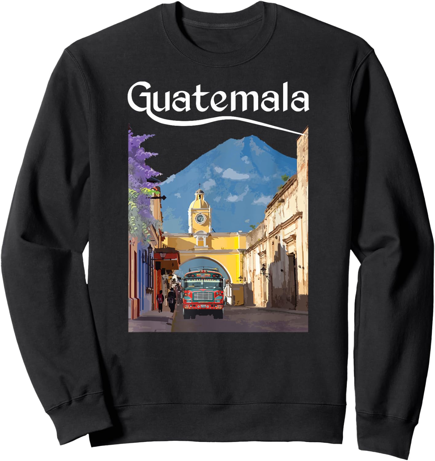 Guatemala Chicken Bus Antigua Chapin Quetzal Guate Tikal 502 Sweatshirt - Sweatshirt | Black