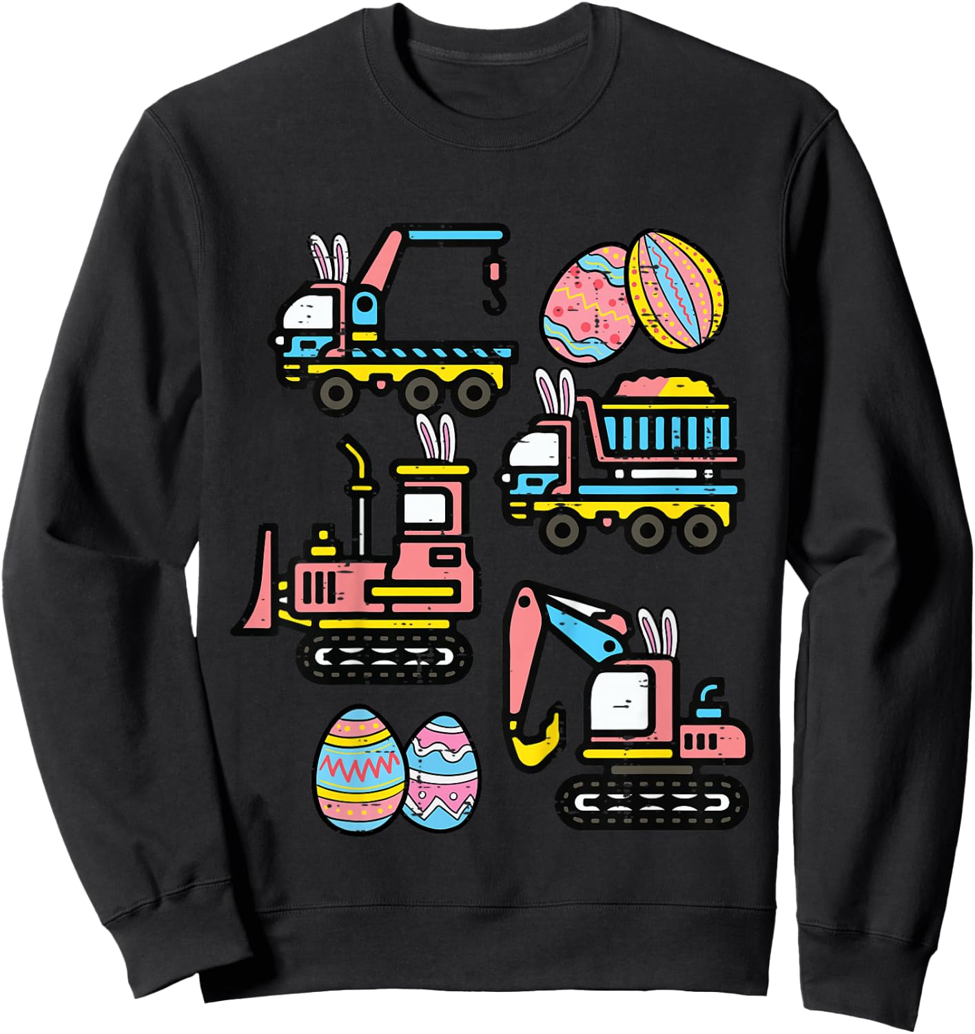 Kids Easter Construction Trucks Vehicles Boys Kids Toddlers Youth Sweatshirt - Sweatshirt | Black