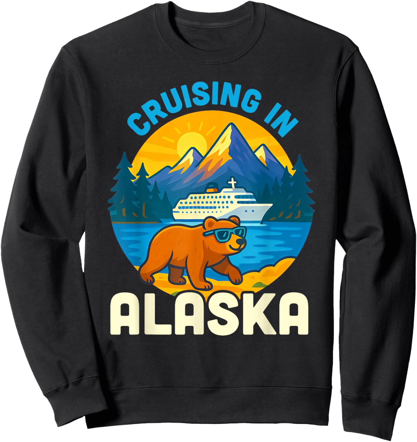 Alaska Cruise 2025 Fun Design Kids Boys Girls Toddlers Sweatshirt - Sweatshirt | Black