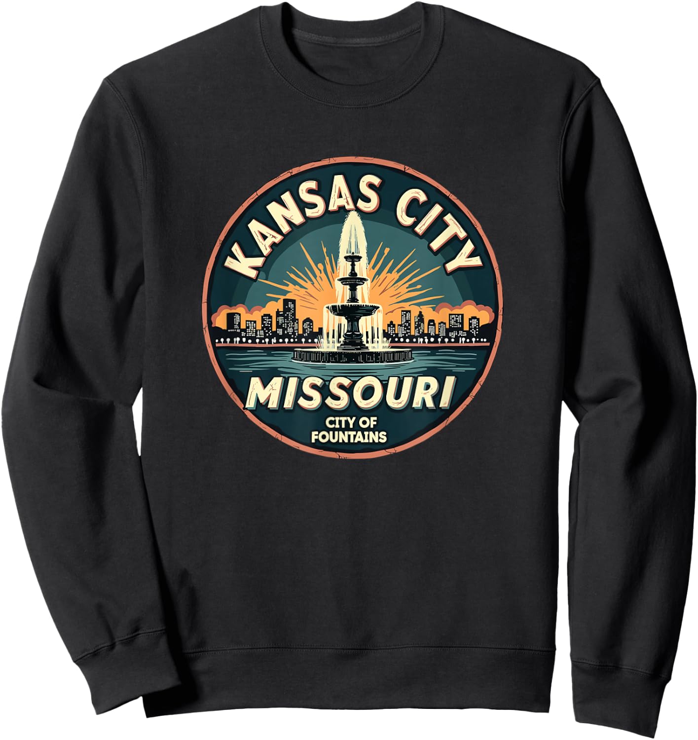 City of Fountains | Vintage Kansas City Missouri Sweatshirt - Sweatshirt | Black