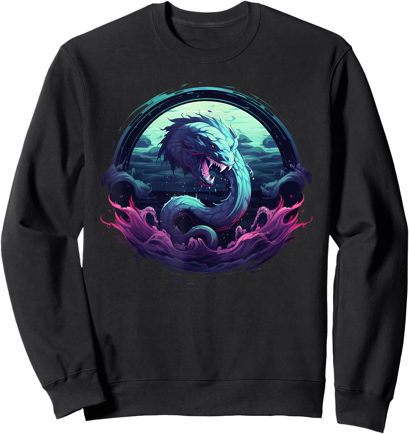 Leviathan Sea Monster Creature Cryptid Animal Ocean Graphic Sweatshirt - Sweatshirt | Black