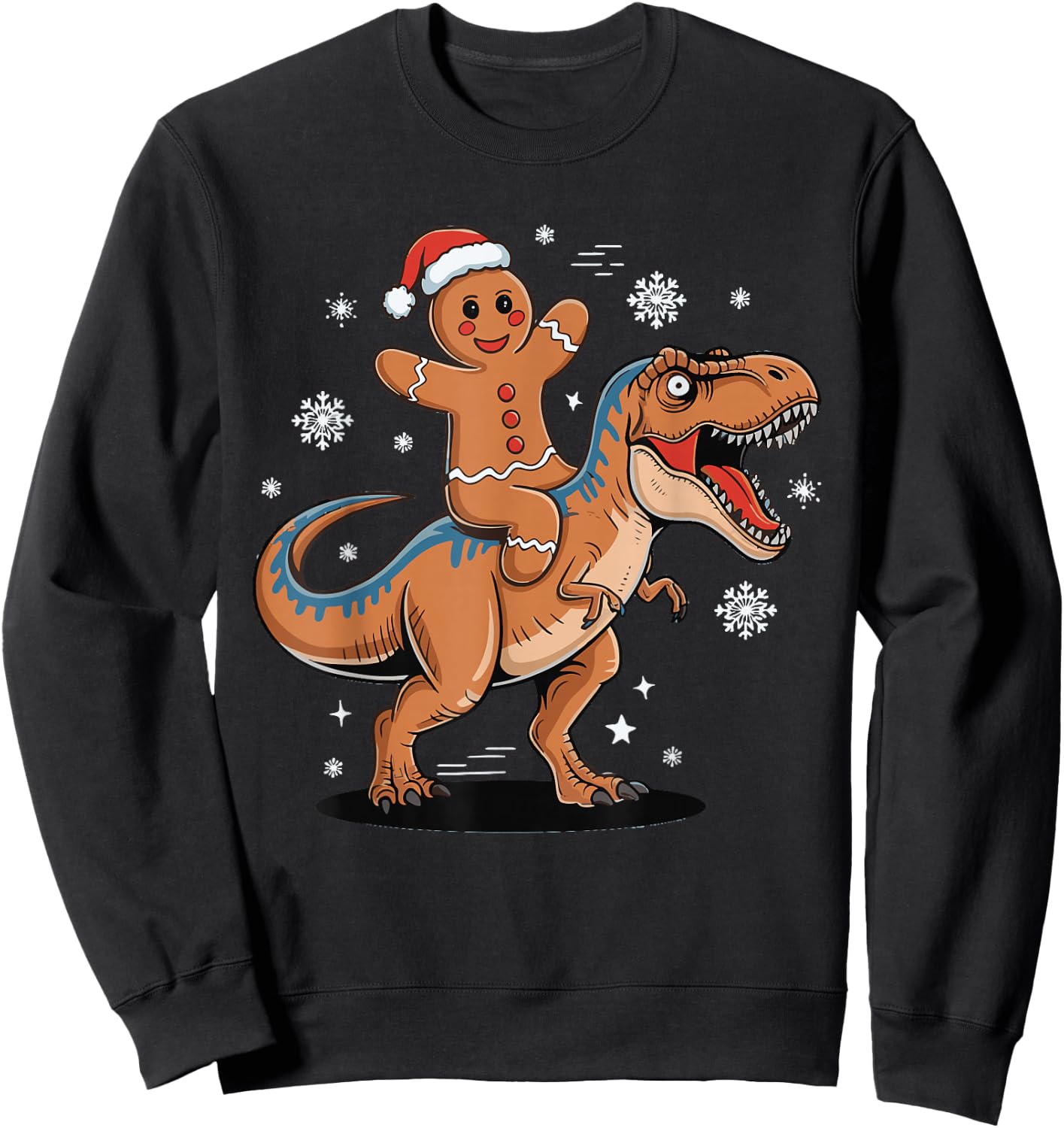 Gingerbread Riding T Rex Sweatshirt - Sweatshirt | Black