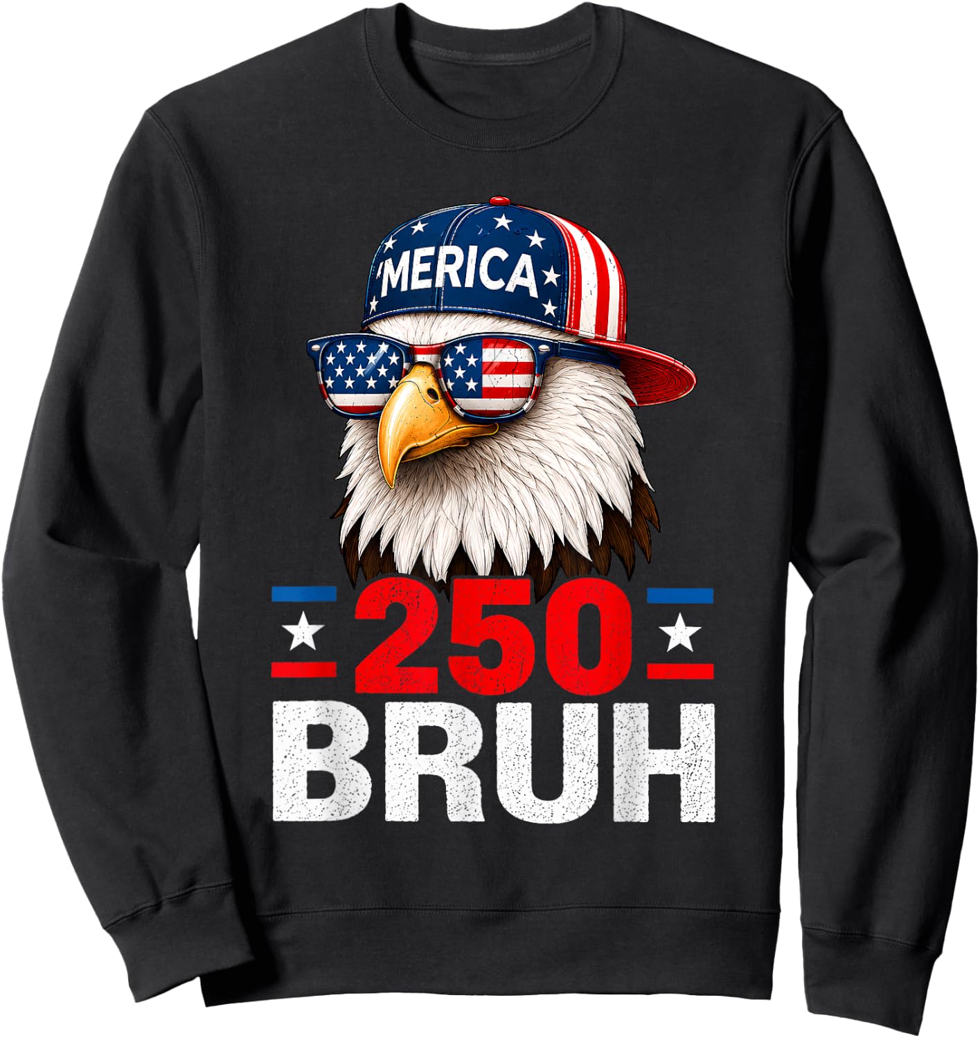 Bruh 250 Anniversary USA Boys Kids 250 Years 4th of July Sweatshirt - Sweatshirt | Black