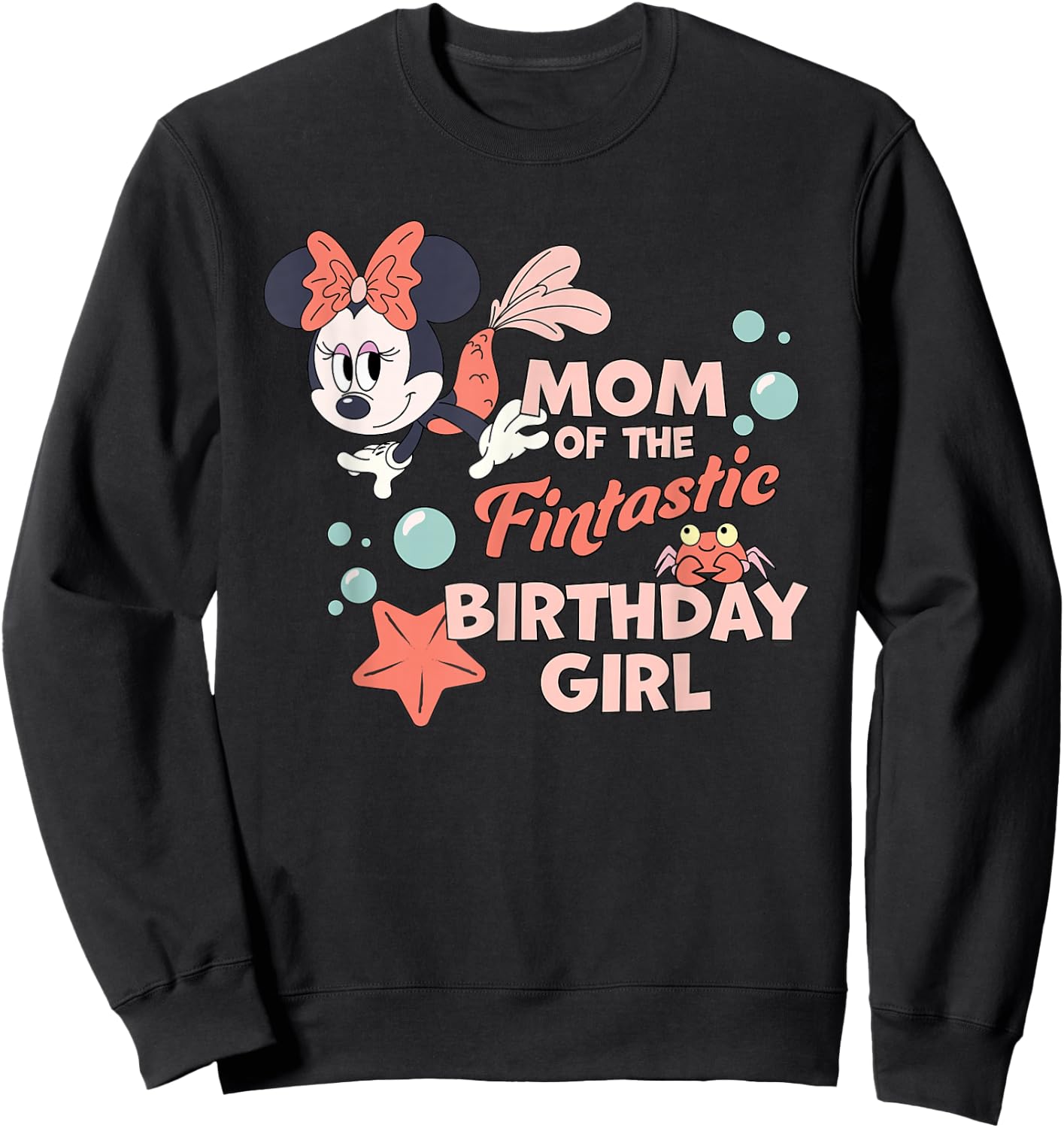 Disney Minnie Mouse Mermaid Mom of The Birthday Girl Sweatshirt - Sweatshirt | Black