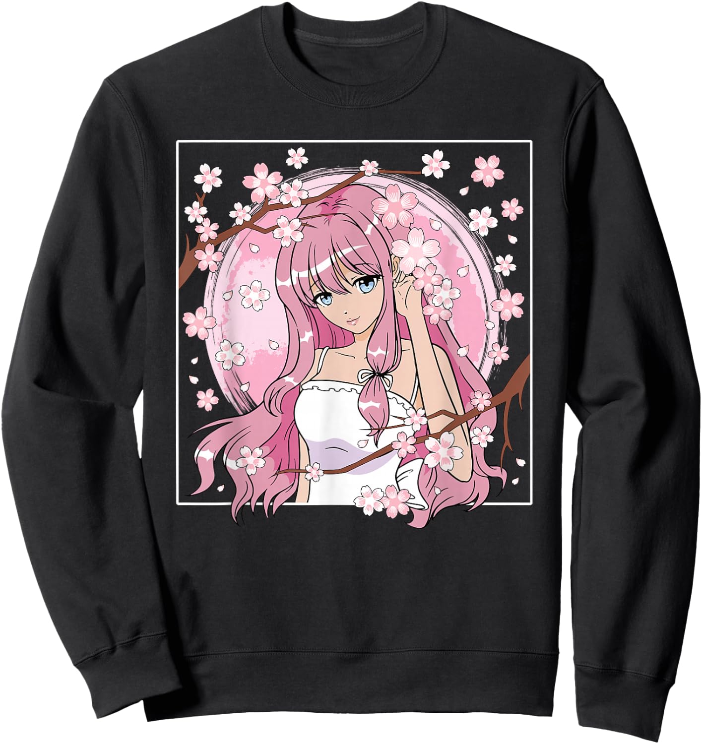 Japanisches Anime Mädchen Otaku Kirschblüte Sakura Damen Sweatshirt - Sweatshirt | Black