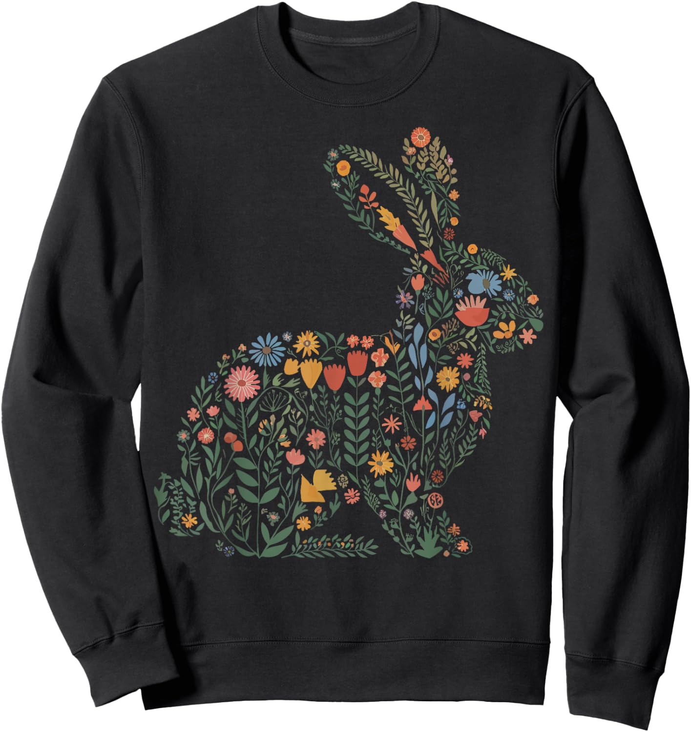 Floral Rabbit Gardener Sweatshirt - Sweatshirt | Black
