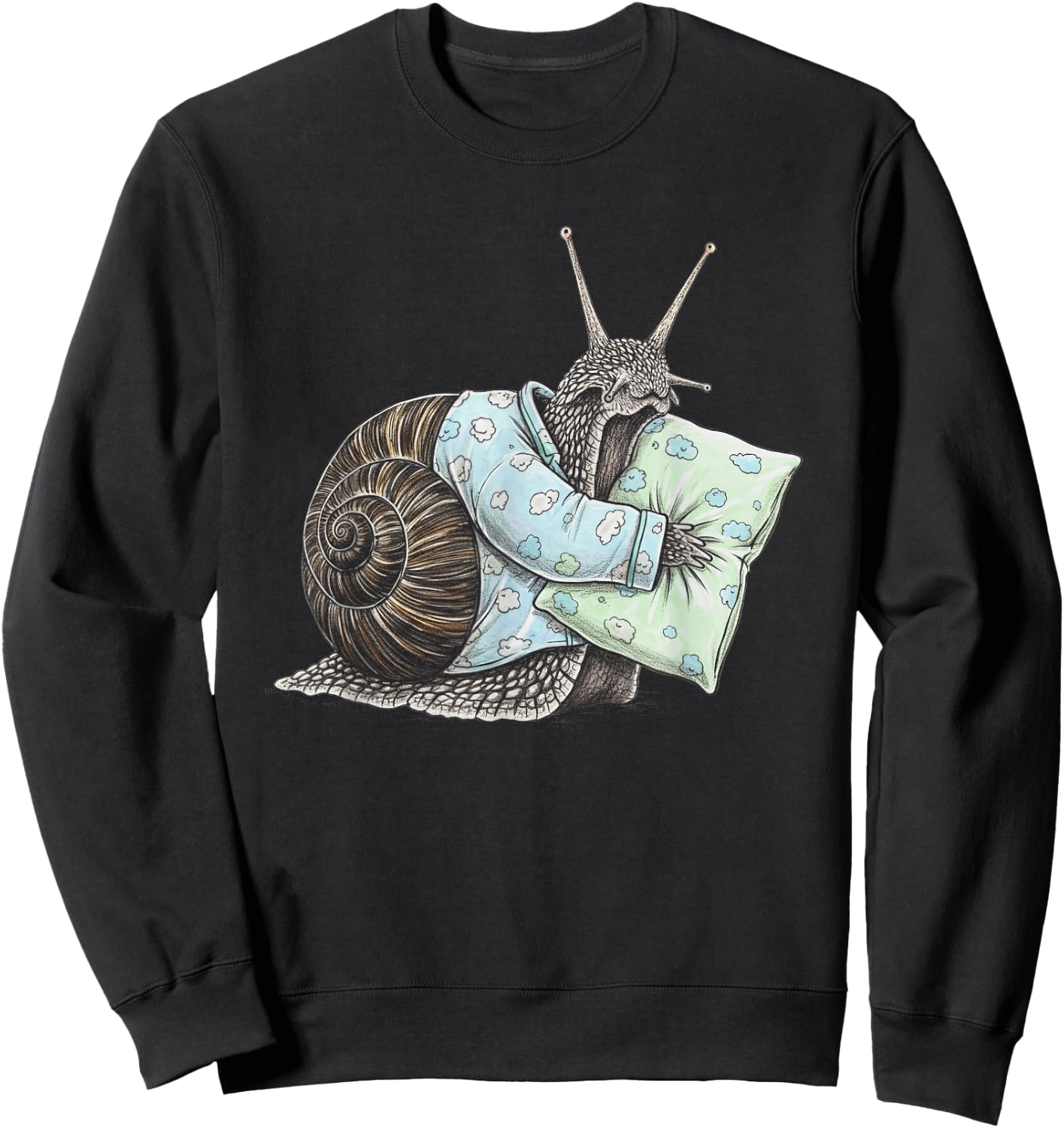 Funny Sleepy Snail Pajama Women Men Kids Boys And Girls Sweatshirt - Sweatshirt | Black