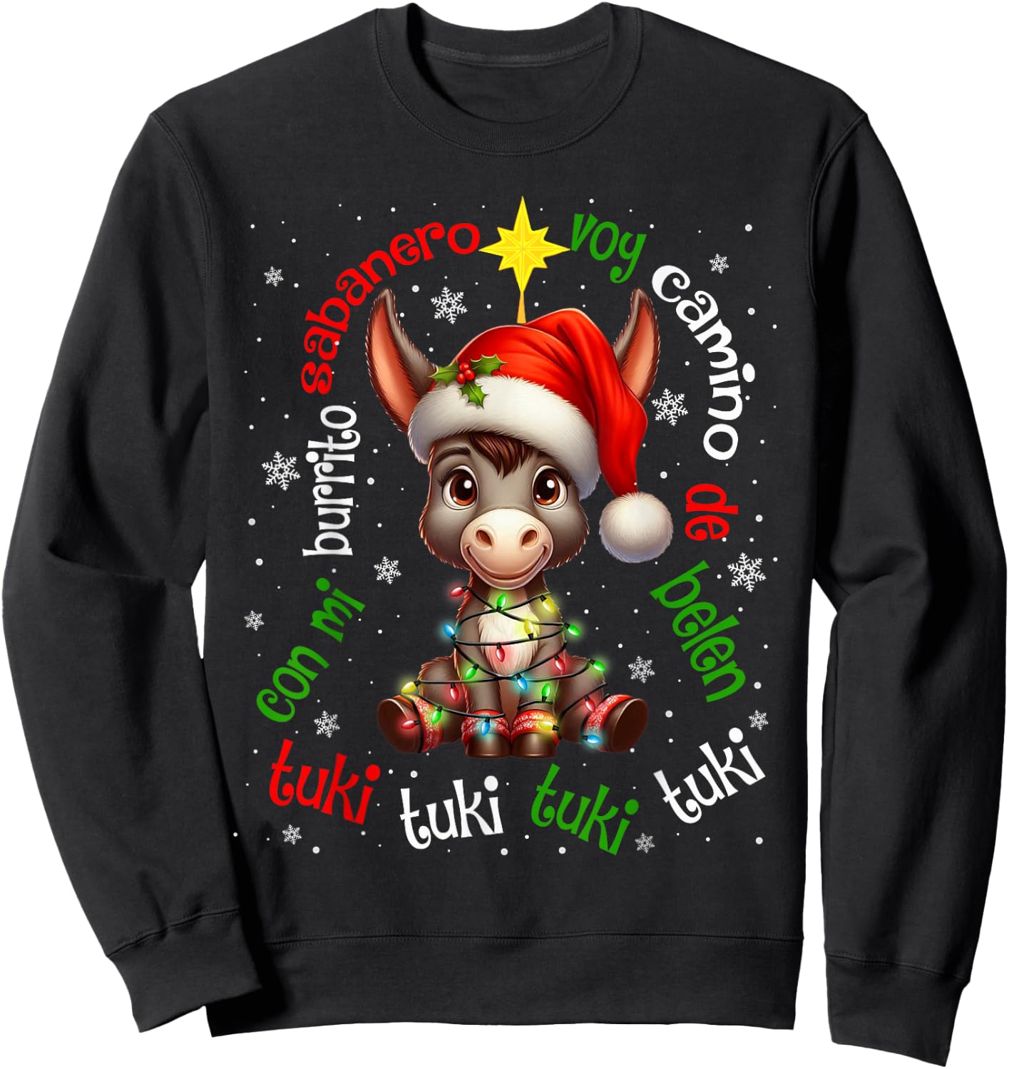 Tuki Tuki Donkey Mi Burrito Sabanero Mexican Mexico Xmas Sweatshirt - Sweatshirt | Black
