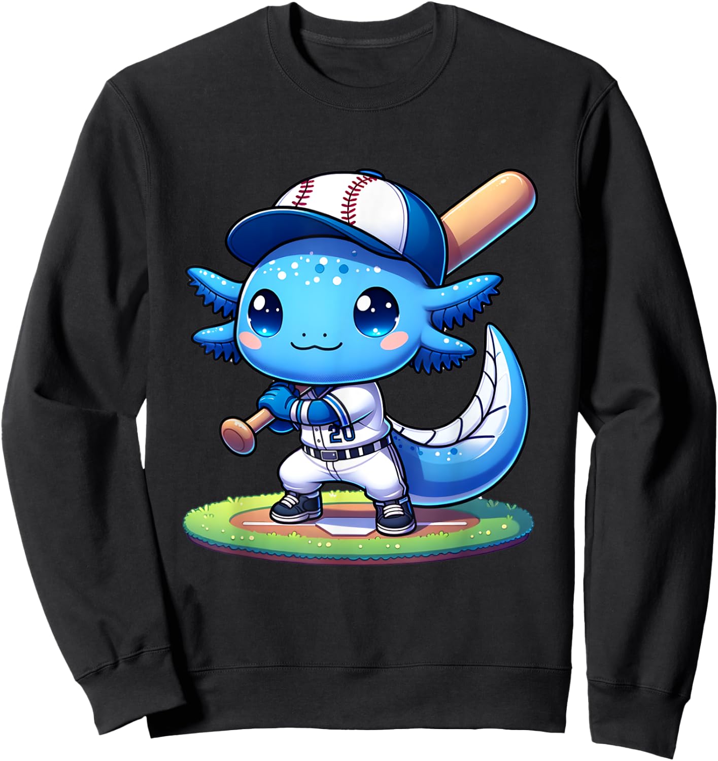 Funny axolotl baseball player catcher boys girls Sweatshirt - Sweatshirt | Black