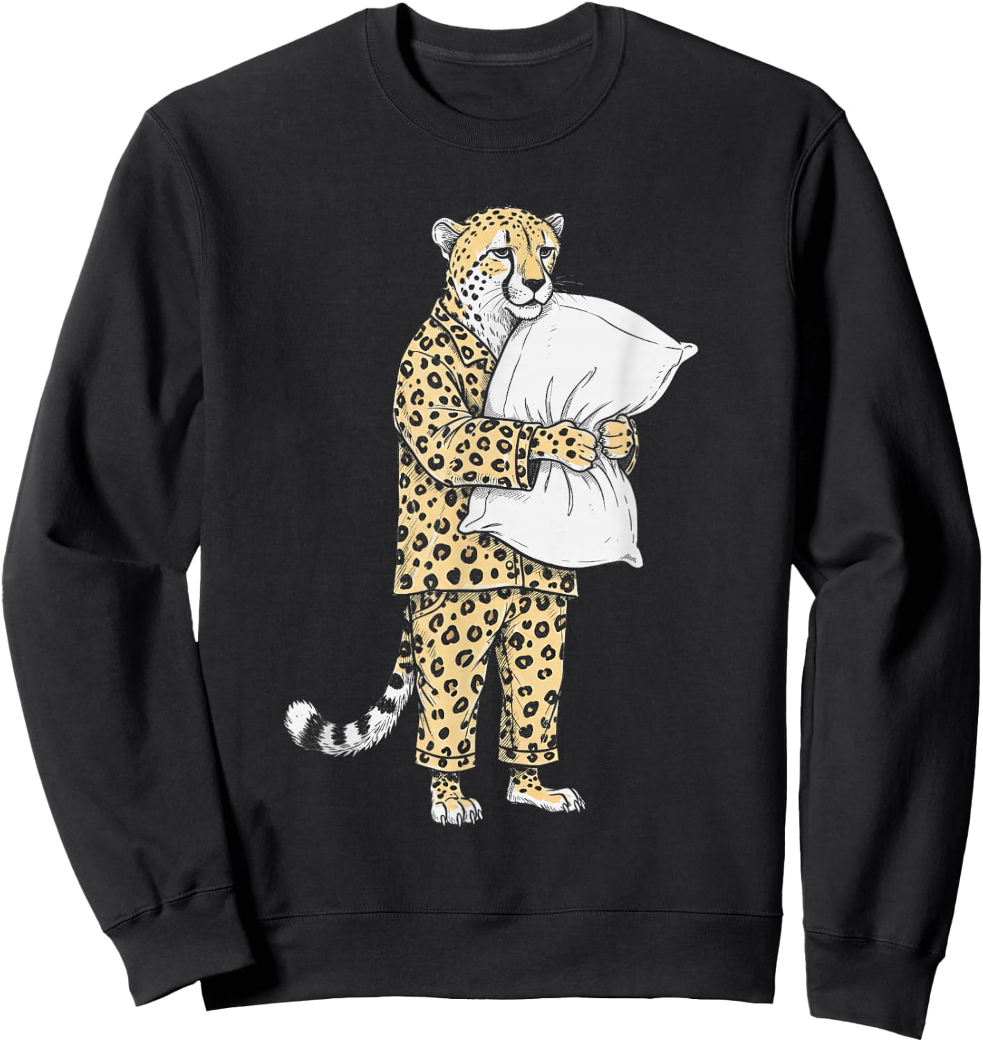 Funny Sleepy Cheetah Pajama Women Men Kids Boys And Girls Sweatshirt - Sweatshirt | Black
