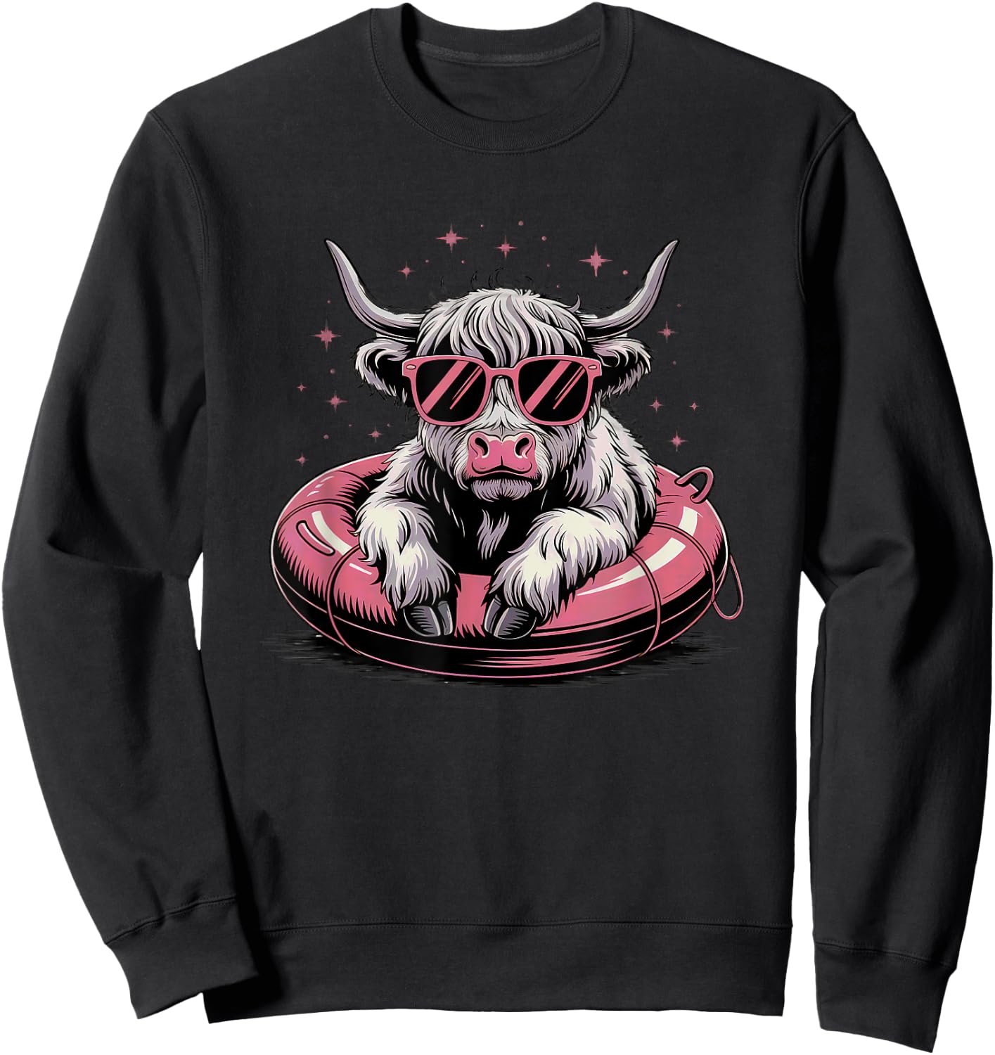 Highland Cow Sunglasses Summer Beach Relax Sweatshirt - Sweatshirt | Black