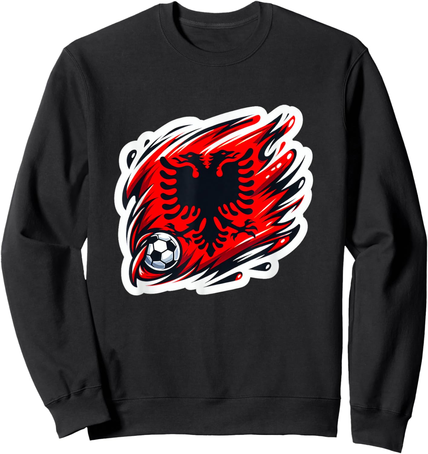 Leistungsstarke patriotische albanische Flagge Albanien Fan Sweatshirt - Sweatshirt | Black