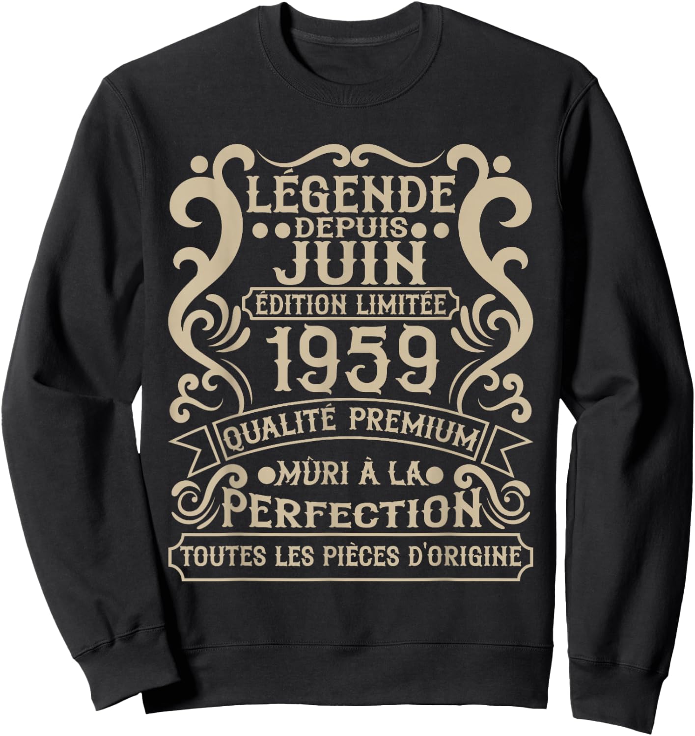 June 1959 - 66 Years Anniversary Gift Vintage 1959 Sweatshirt - Sweatshirt | Black