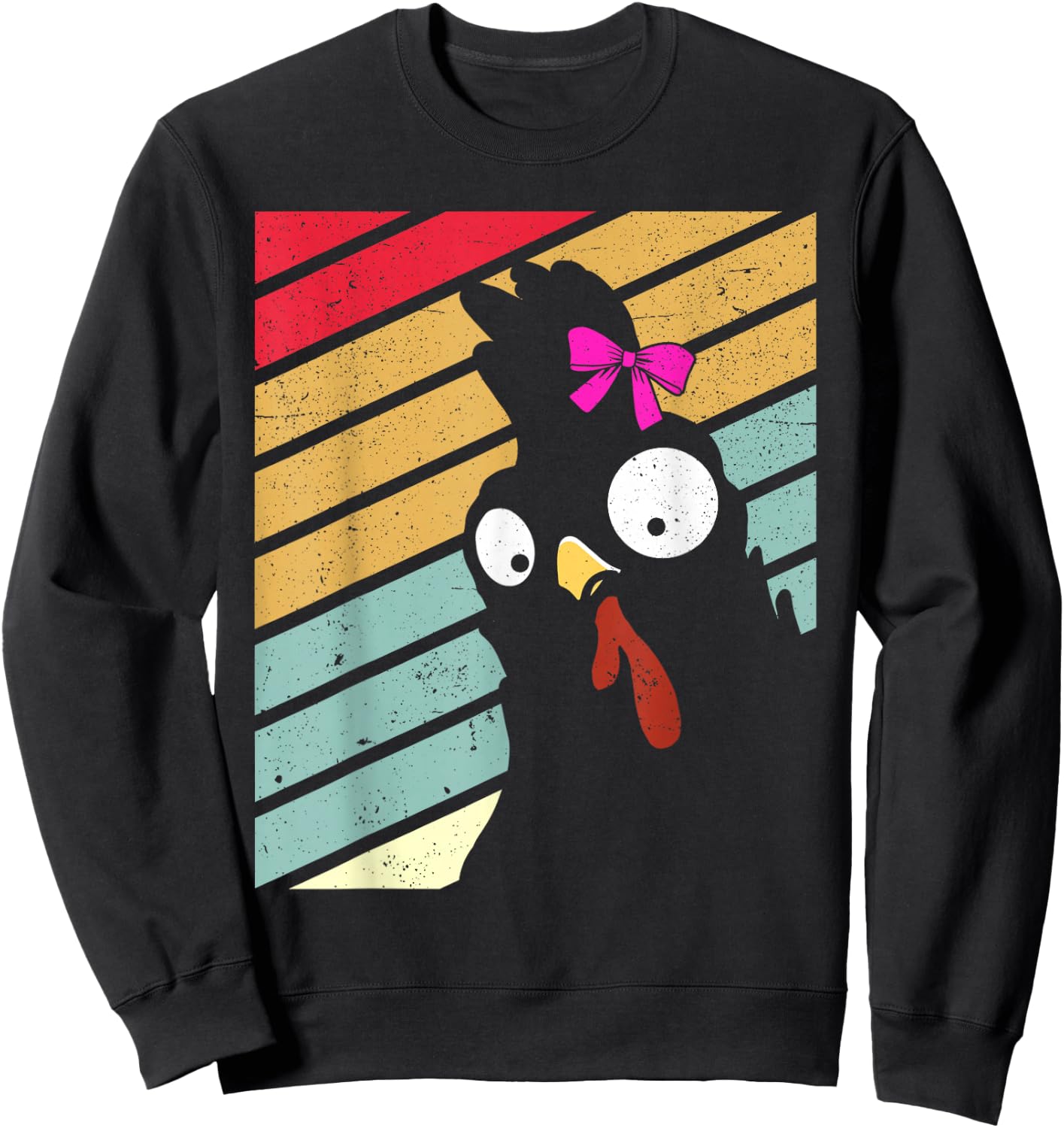 Funny Chicken Women Retro Chicken Farmer Girls Sweatshirt - Sweatshirt | Black