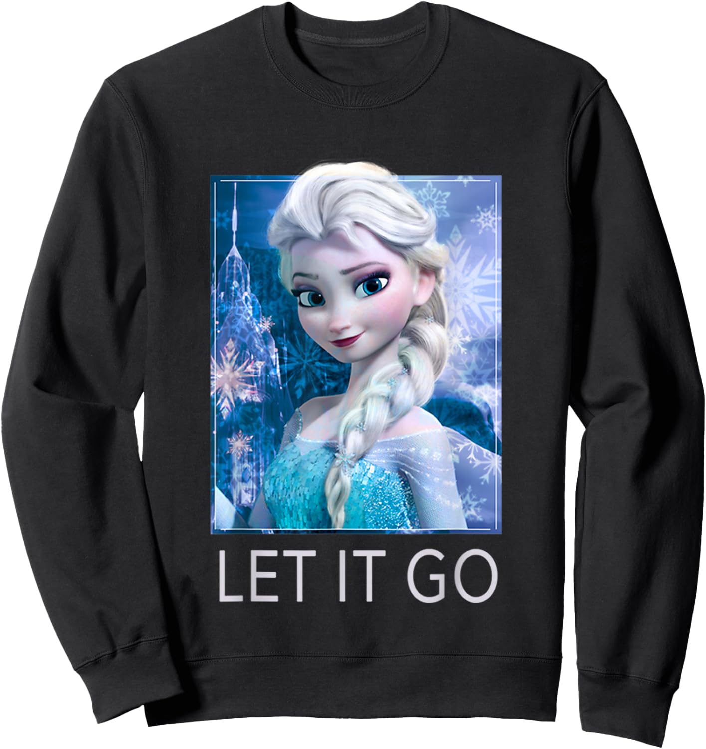 Disney Frozen Let It Go Elsa Ice Palace Vintage Portrait Sweatshirt - Sweatshirt | Black