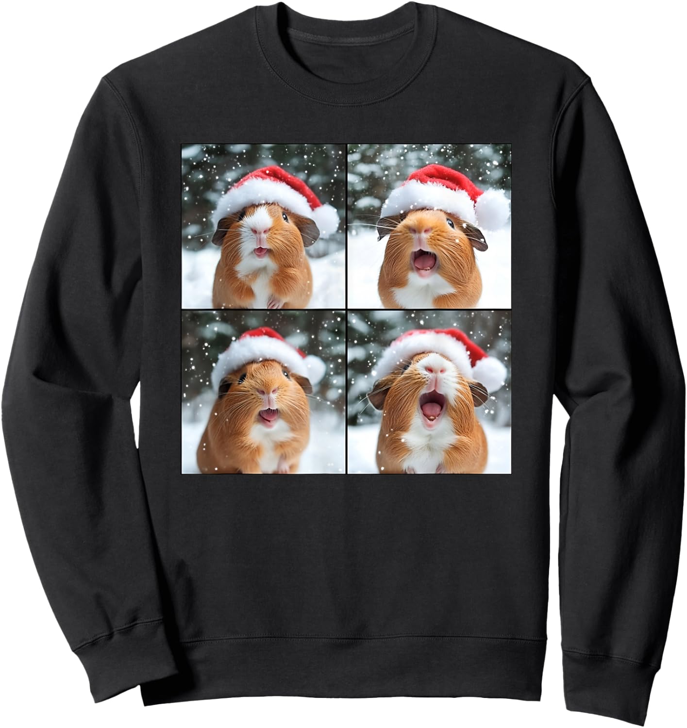 Guinea Pig With Santa Hat Christmas Guinea Pig Lover Sweatshirt - Sweatshirt | Black